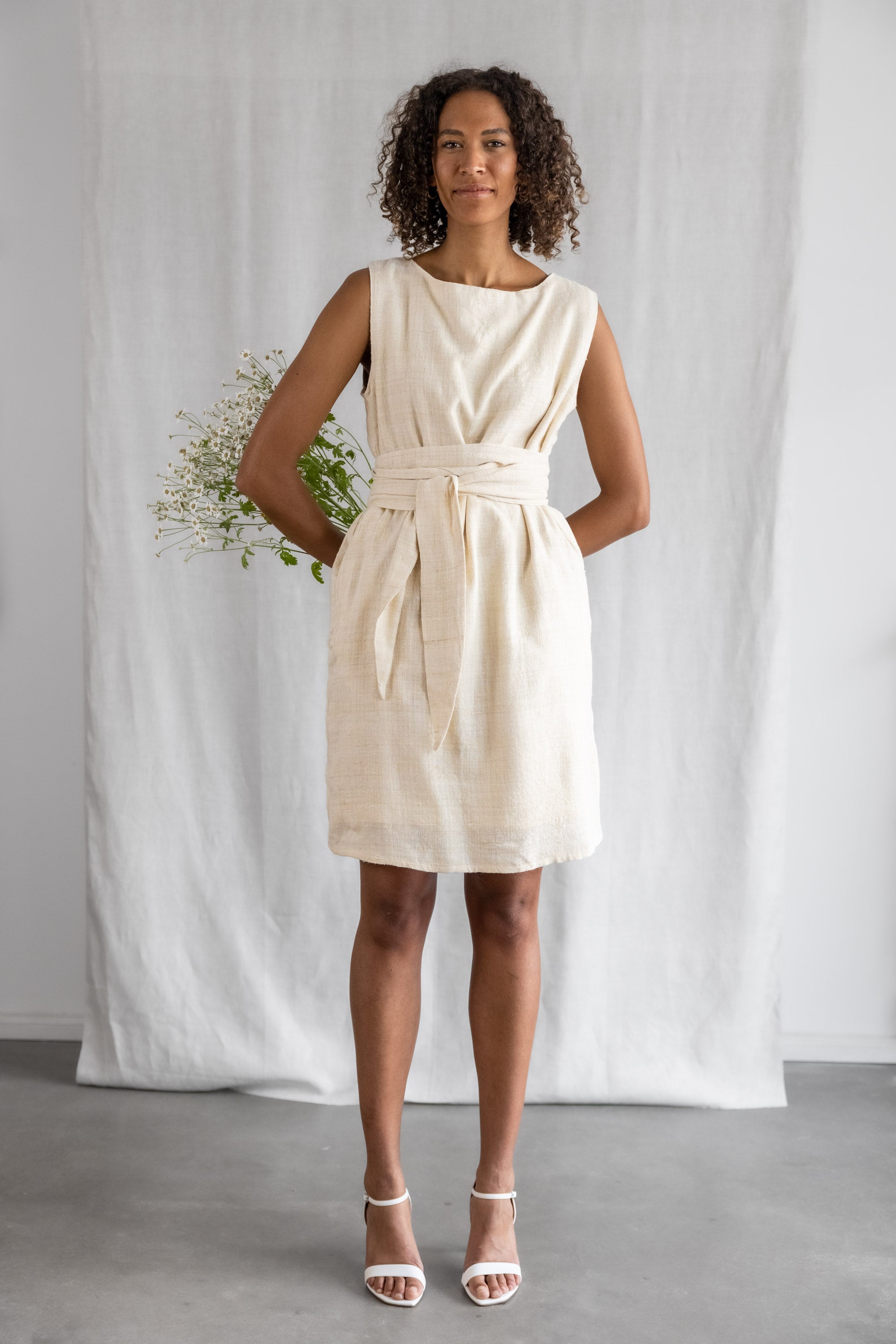 Peace Silk Dress Aarav Cream White