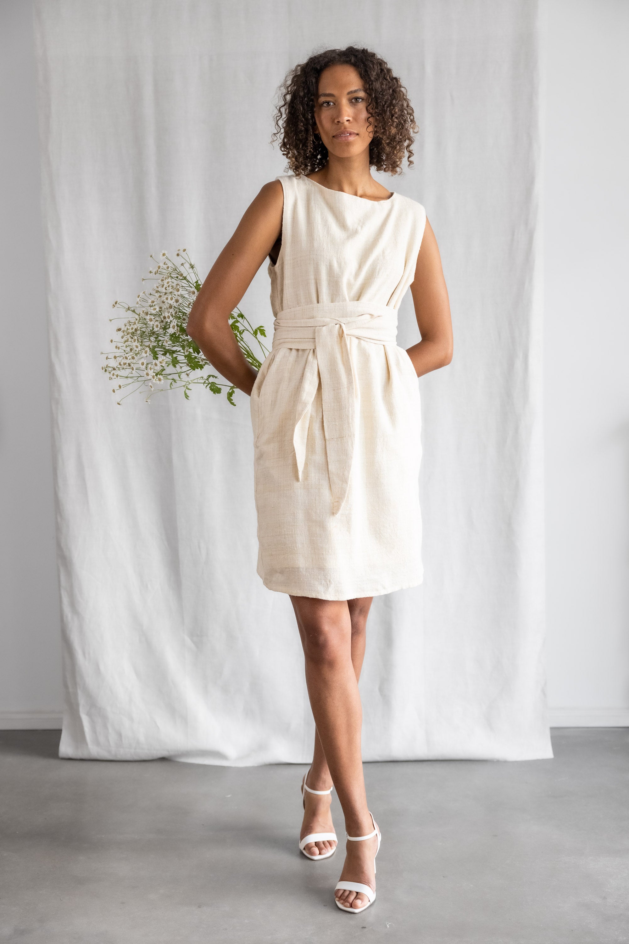 Peace Silk Dress Aarav Cream White