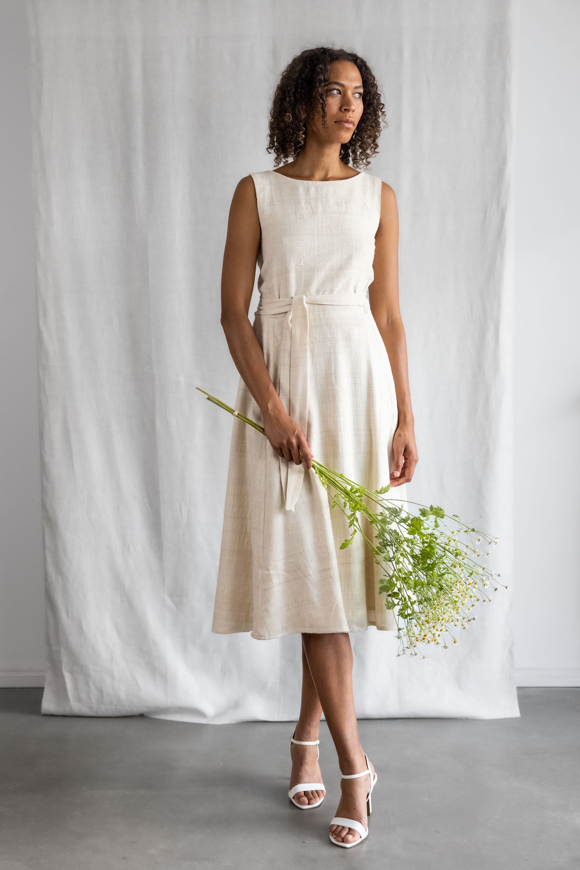 Peace Silk Dress Karishma Cream White