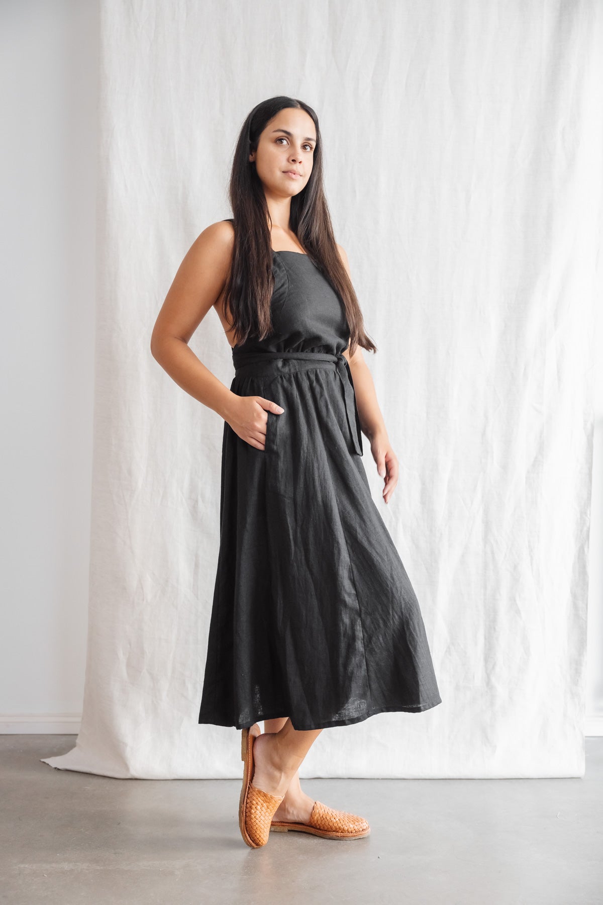 Hemp/Tencel Wrap Dress Padmini Black