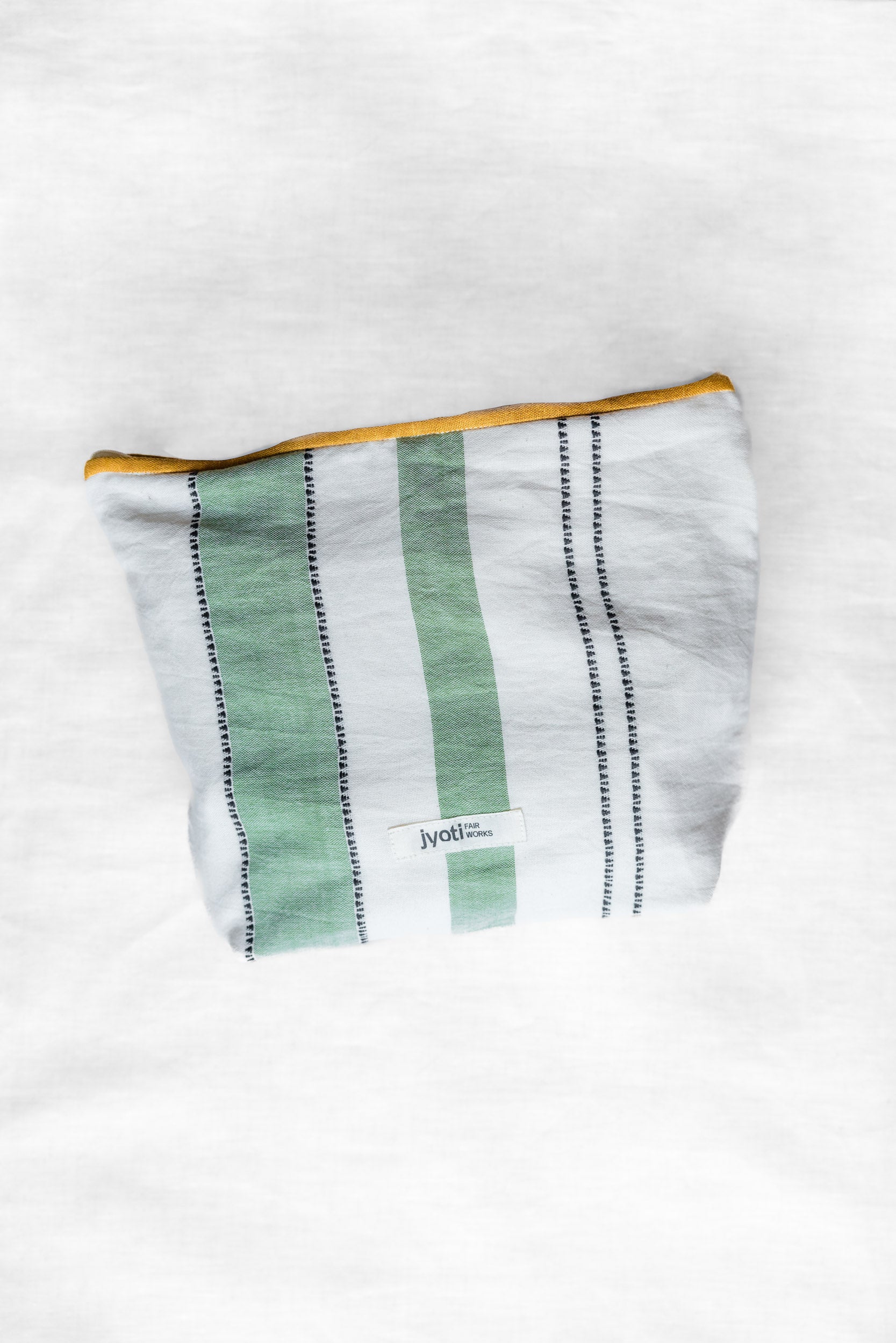 Cotton Toiletry Bag Nahaana Weave Pattern Green