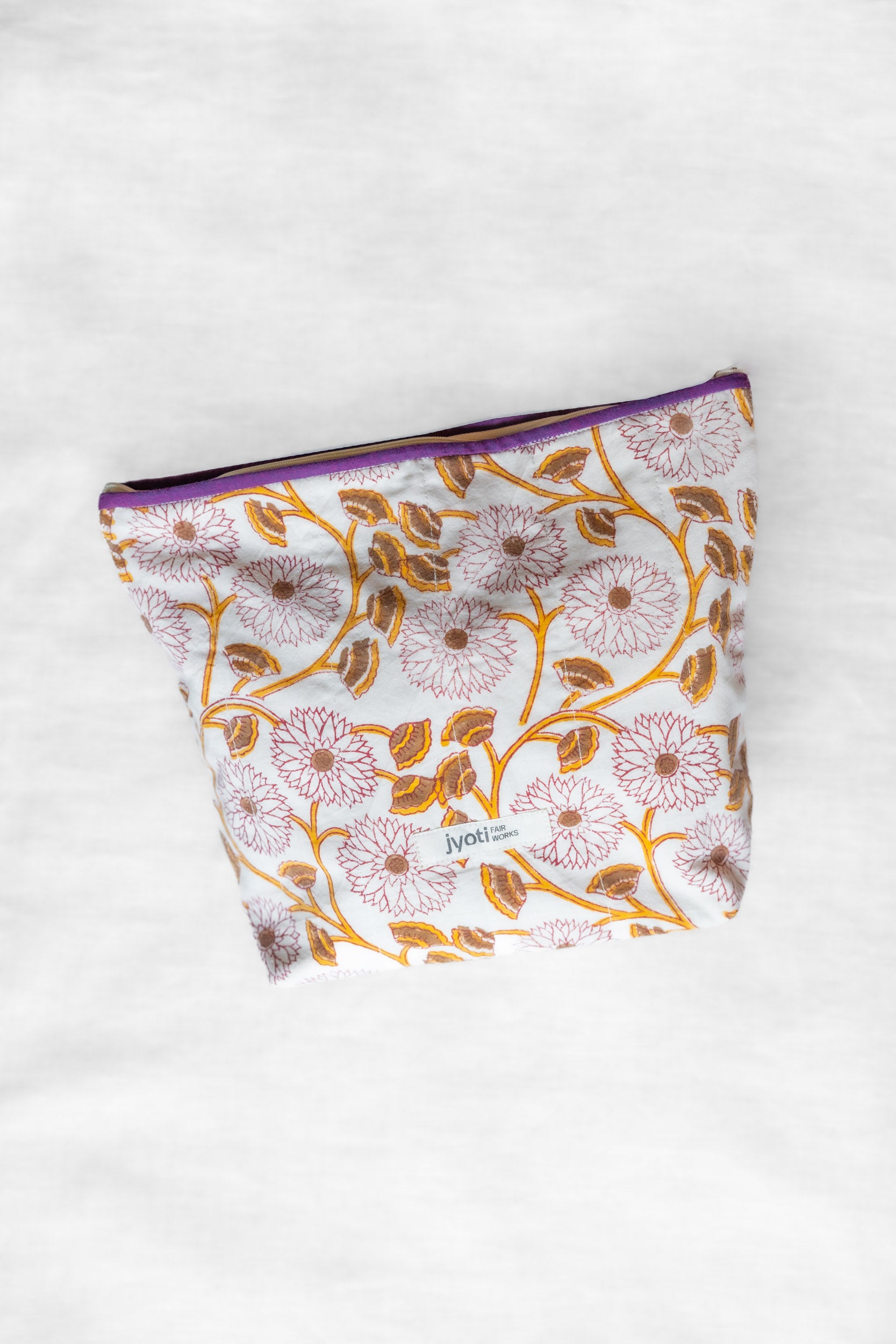 Cotton Toiletry Bag Nahaana Blockprint Flowers