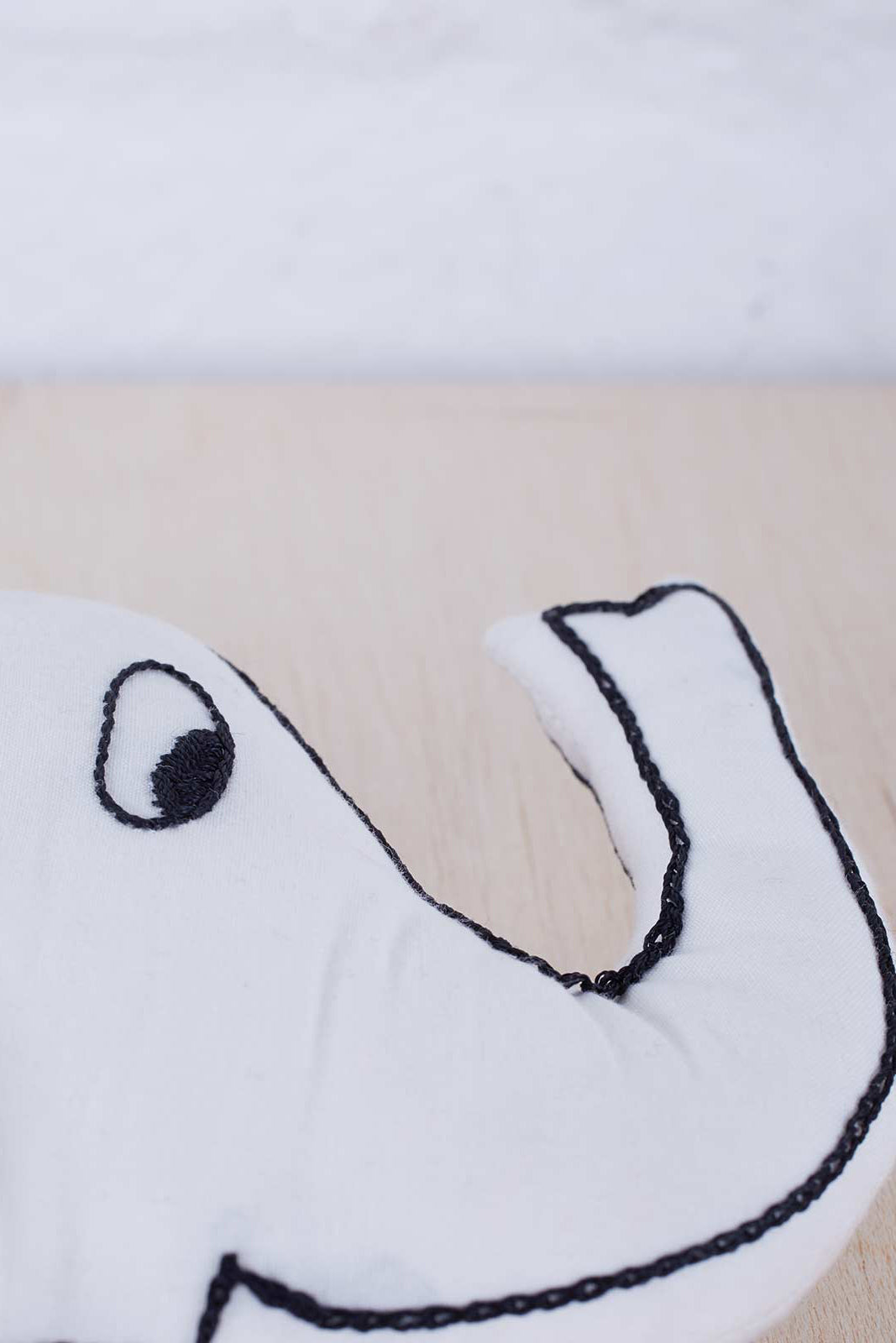 Organic cotton cuddly toy elephant Emil white embroidered