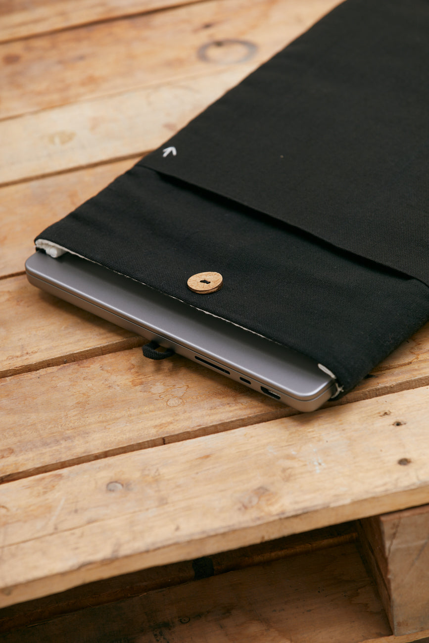 Organic Cotton Laptop Bag Latur Black