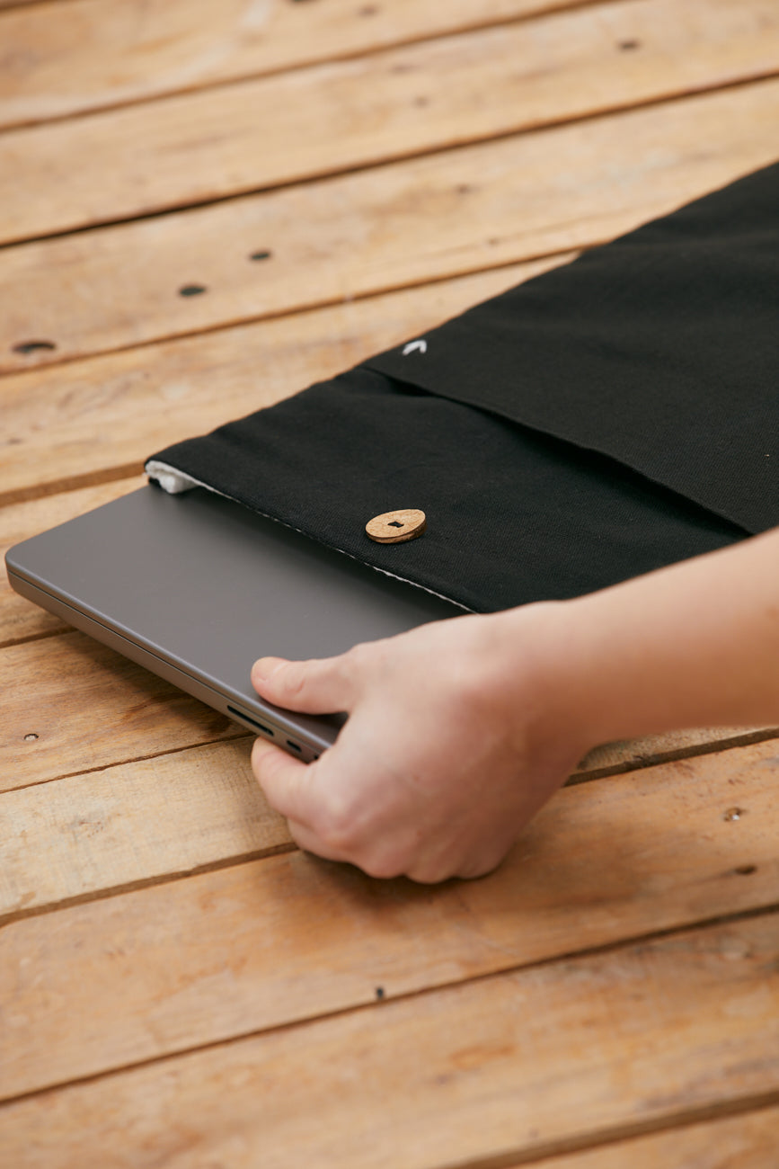 Organic Cotton Laptop Bag Latur Black
