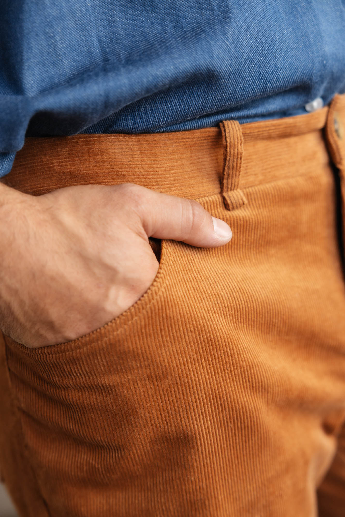 Organic cotton corduroy shorts Gauri Cinnamon