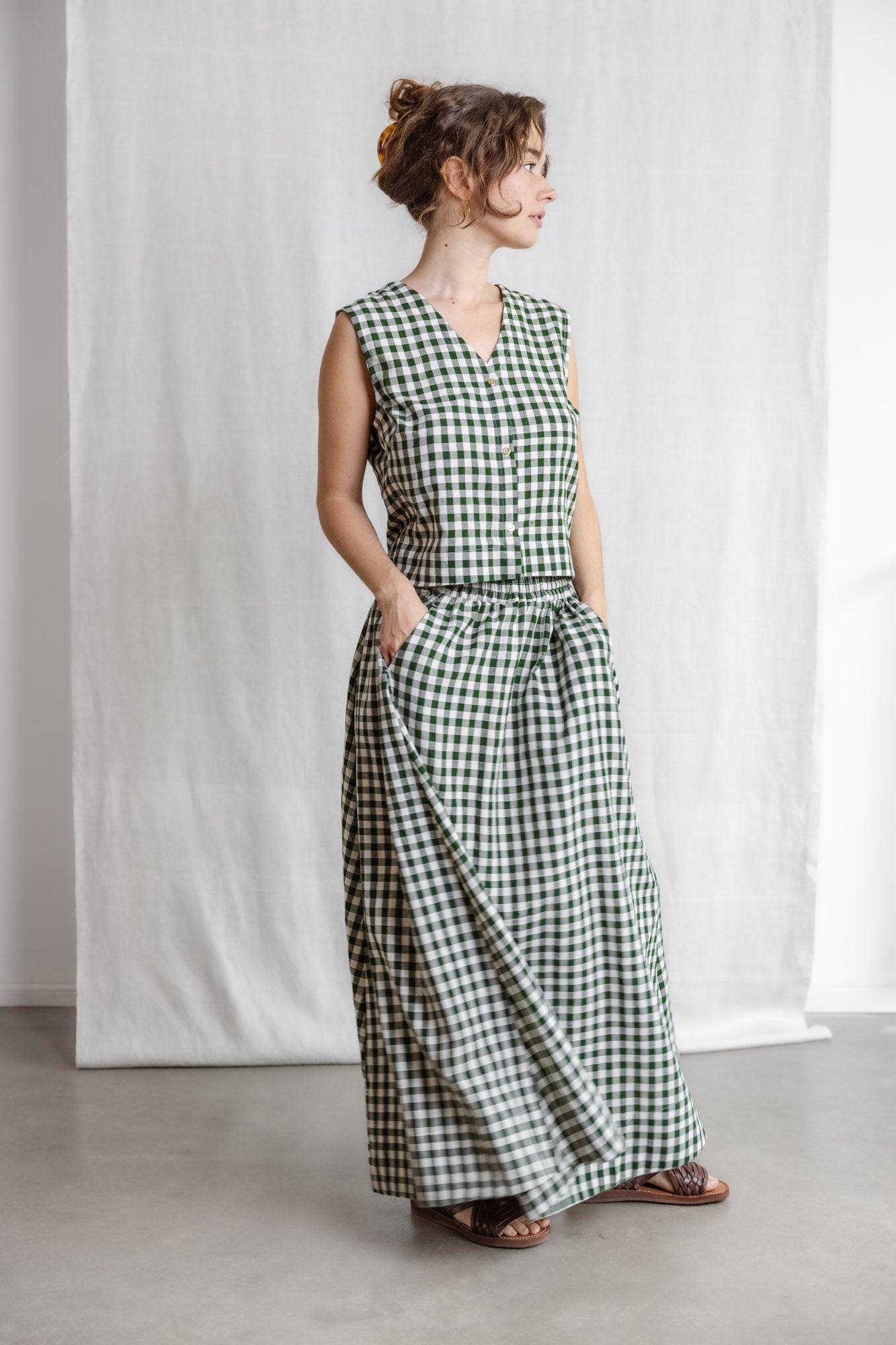 Cotton maxi skirt Jharna Checks