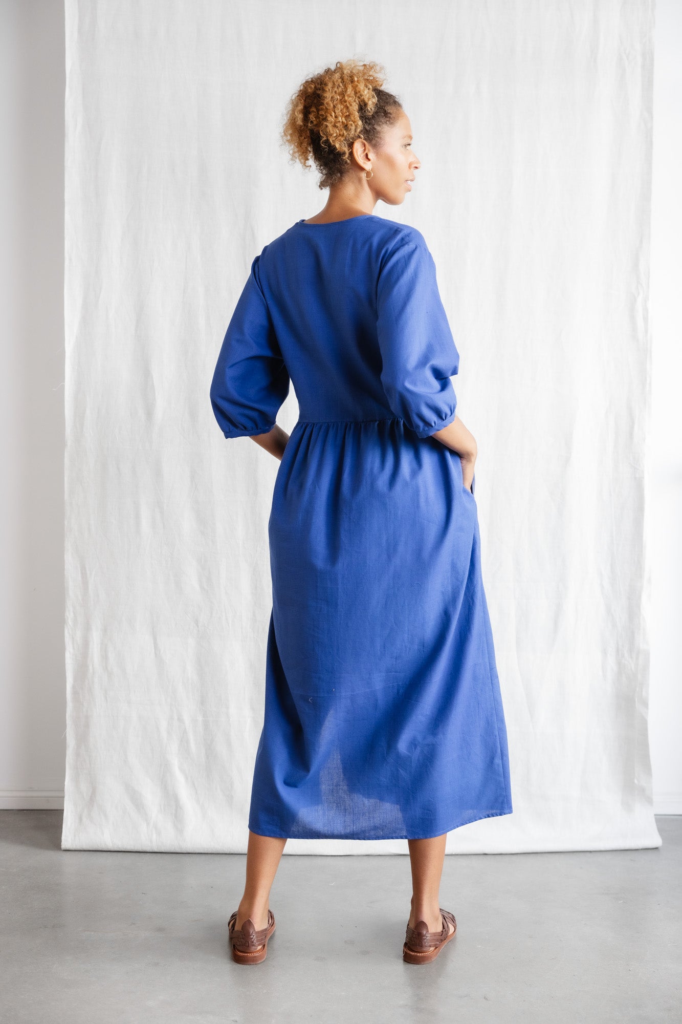 Organic cotton dress Paudali cobalt blue