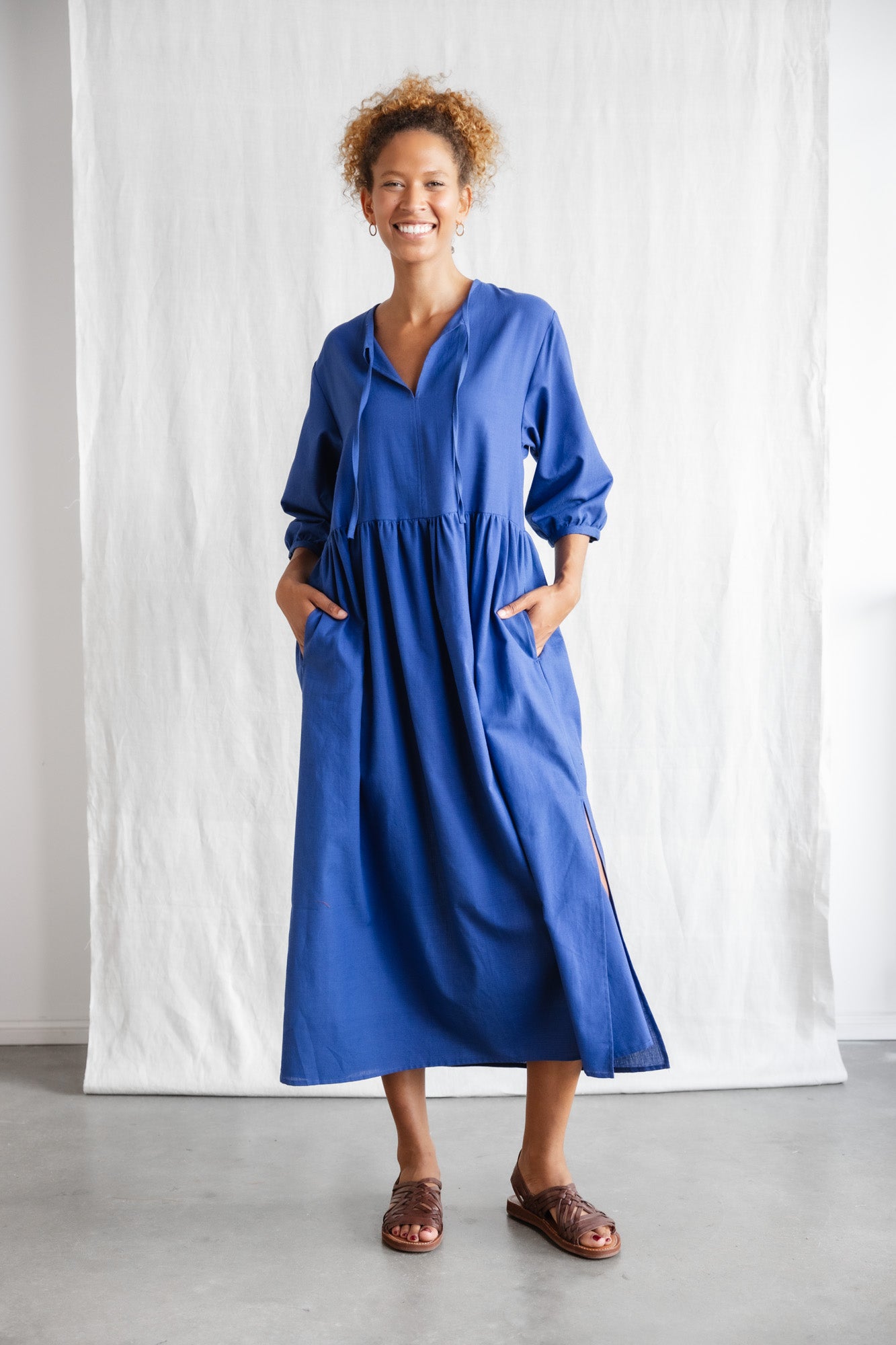 Bio-Baumwoll Kleid Paudali Kobaltblau