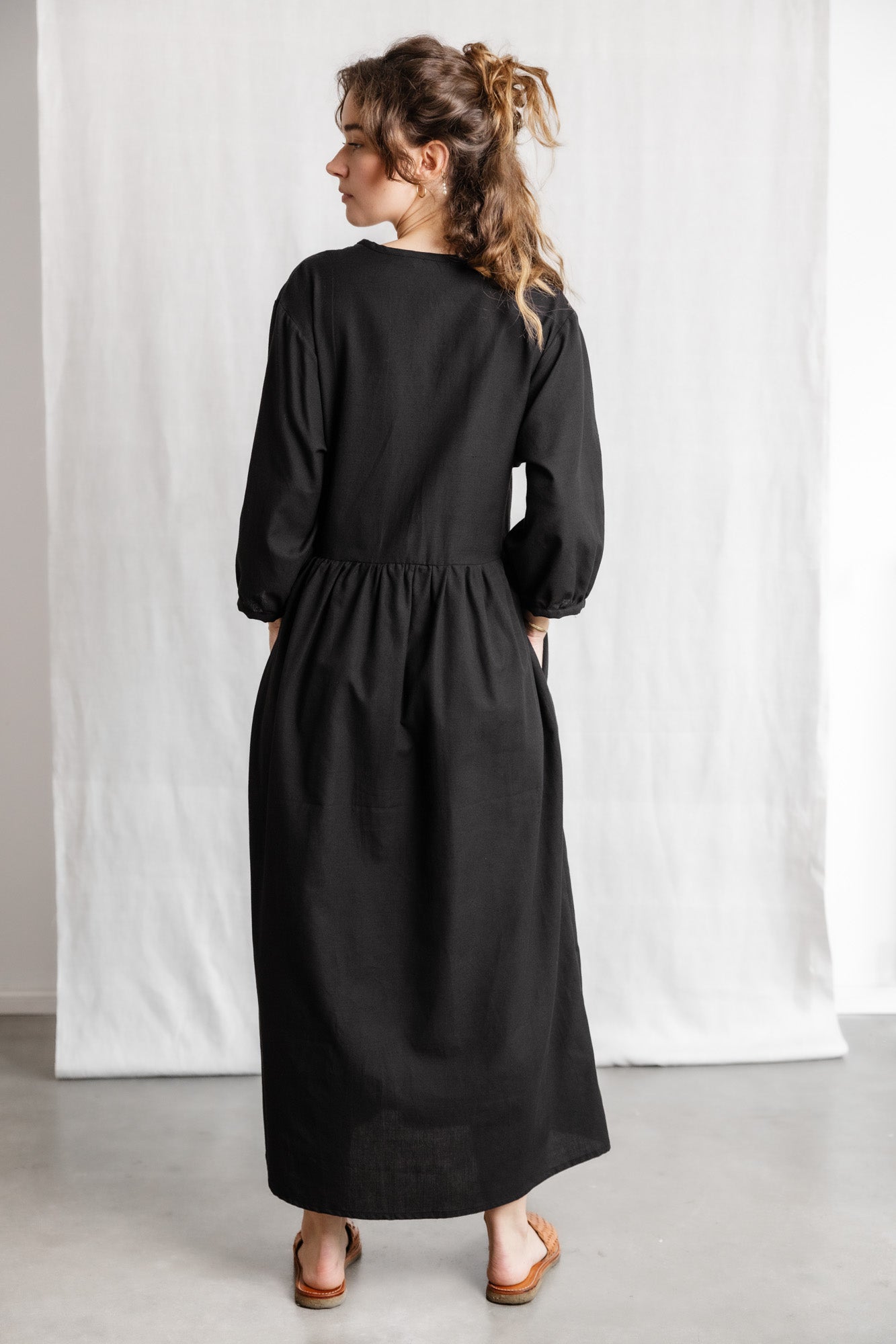 Bio-Baumwoll Kleid Paudali Schwarz