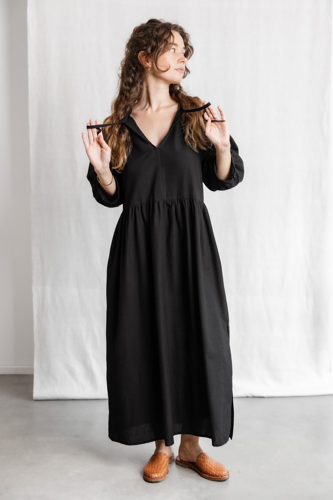 Bio-Baumwoll Kleid Paudali Schwarz