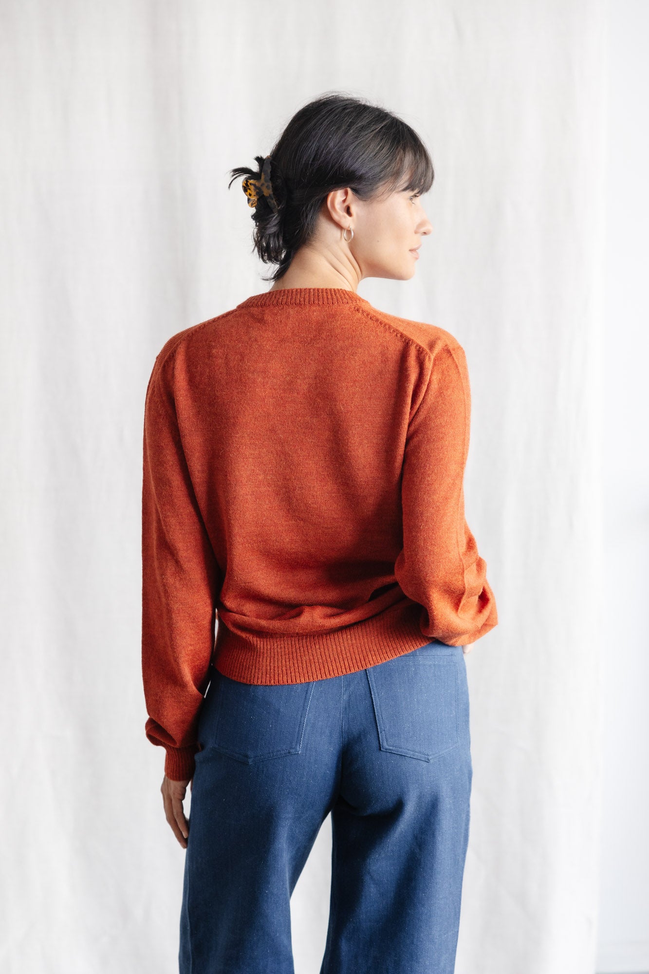 Baby alpaca knitted sweater Sathee Rust