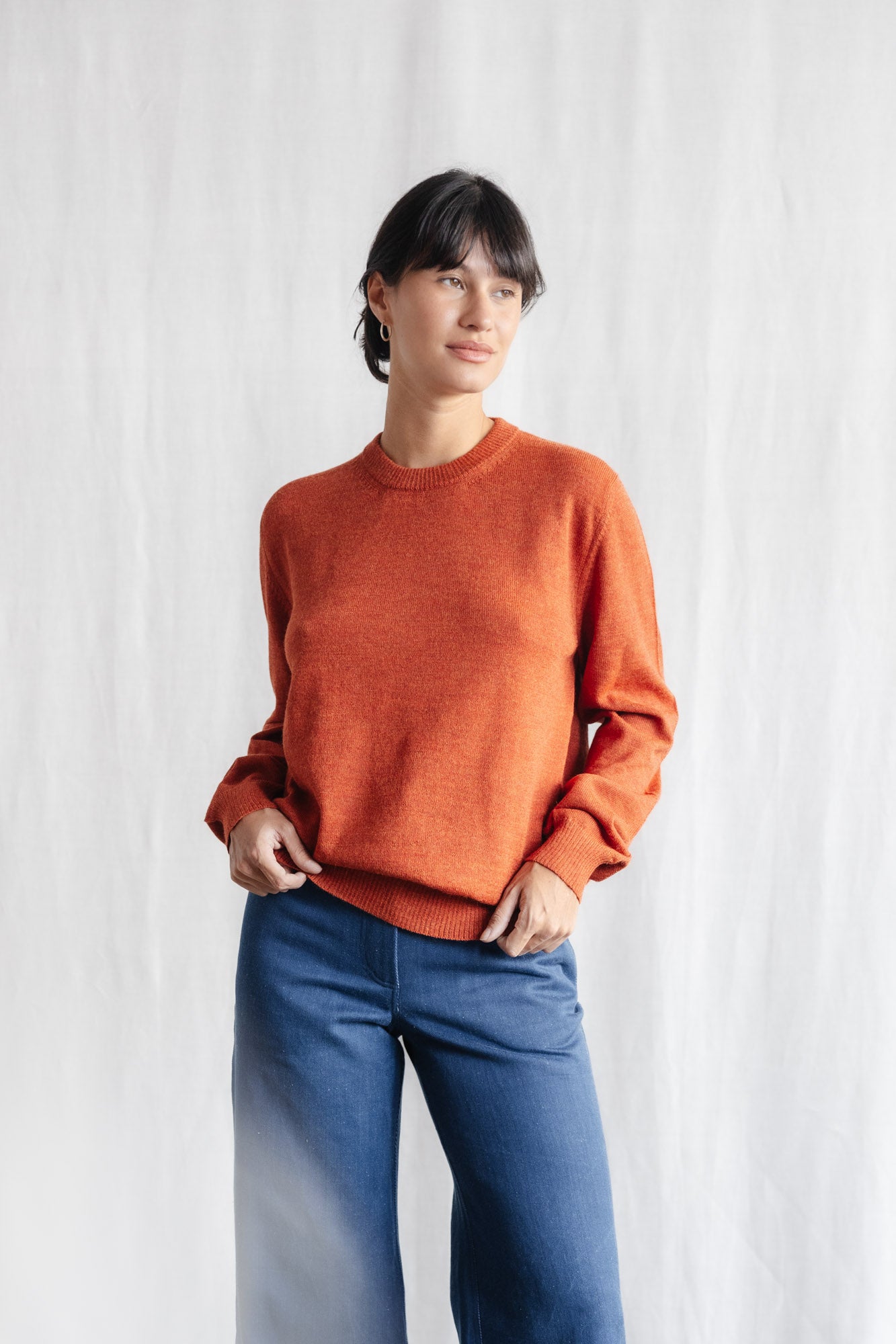 Baby alpaca knitted sweater Sathee Rust
