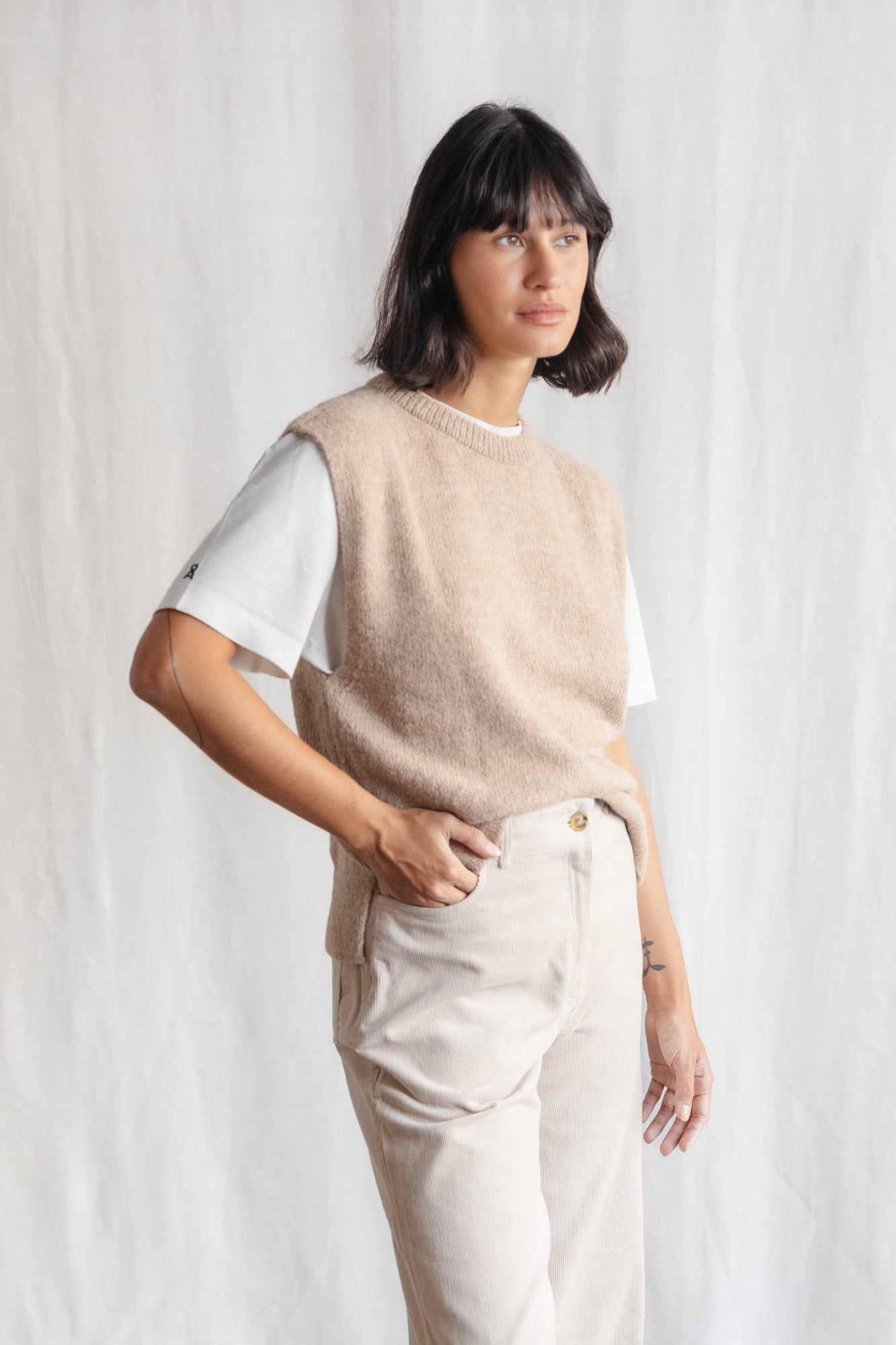 Baby-Alpaka Pullunder Puno Sand