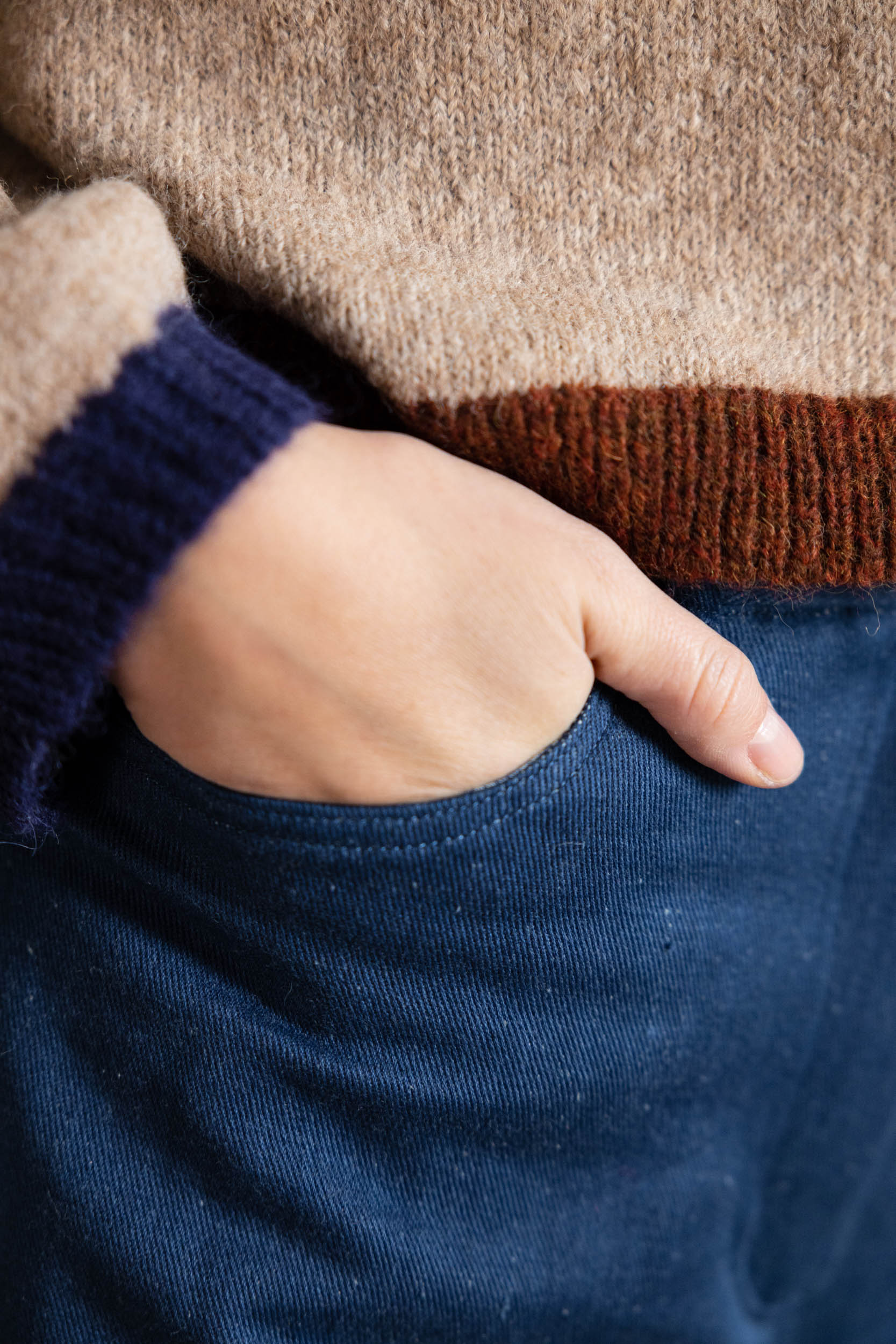 Baby-Alpaka Strickcardigan Sullana Colorblock Sand