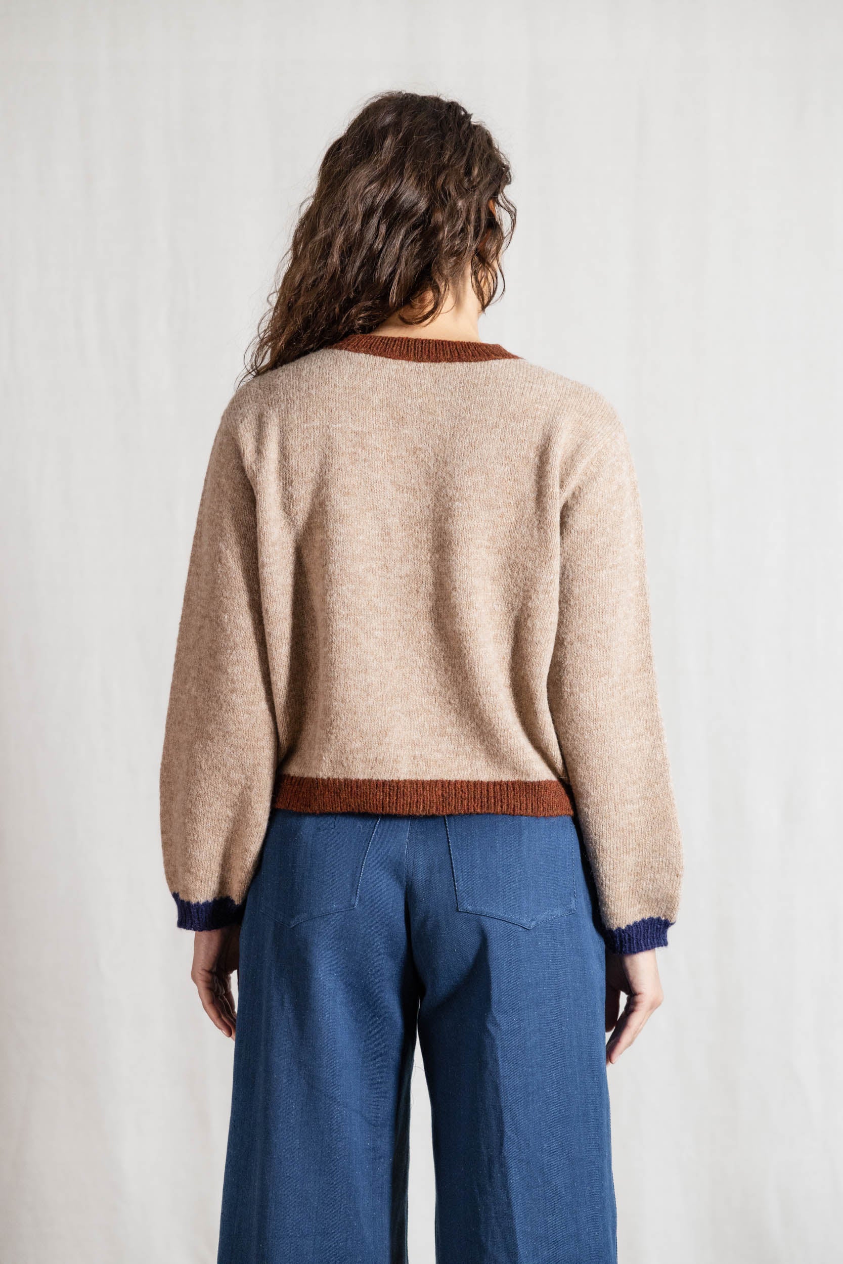 Baby-Alpaka Strickcardigan Sullana Colorblock Sand