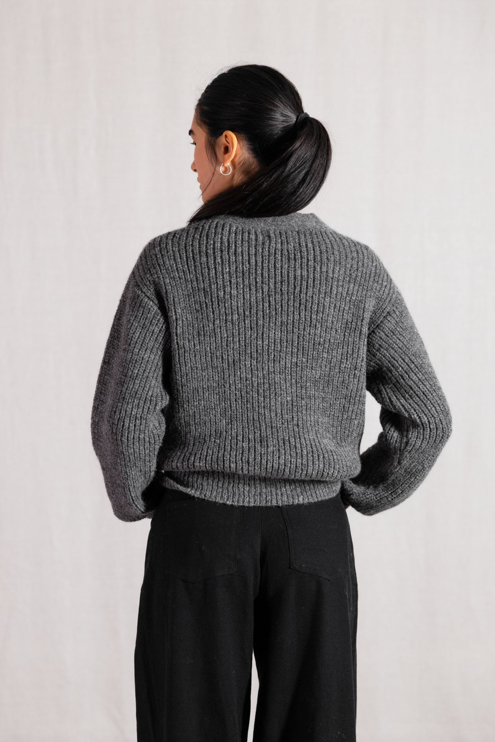 Baby-Alpaka Strickcardigan Aipena Dunkelgrau