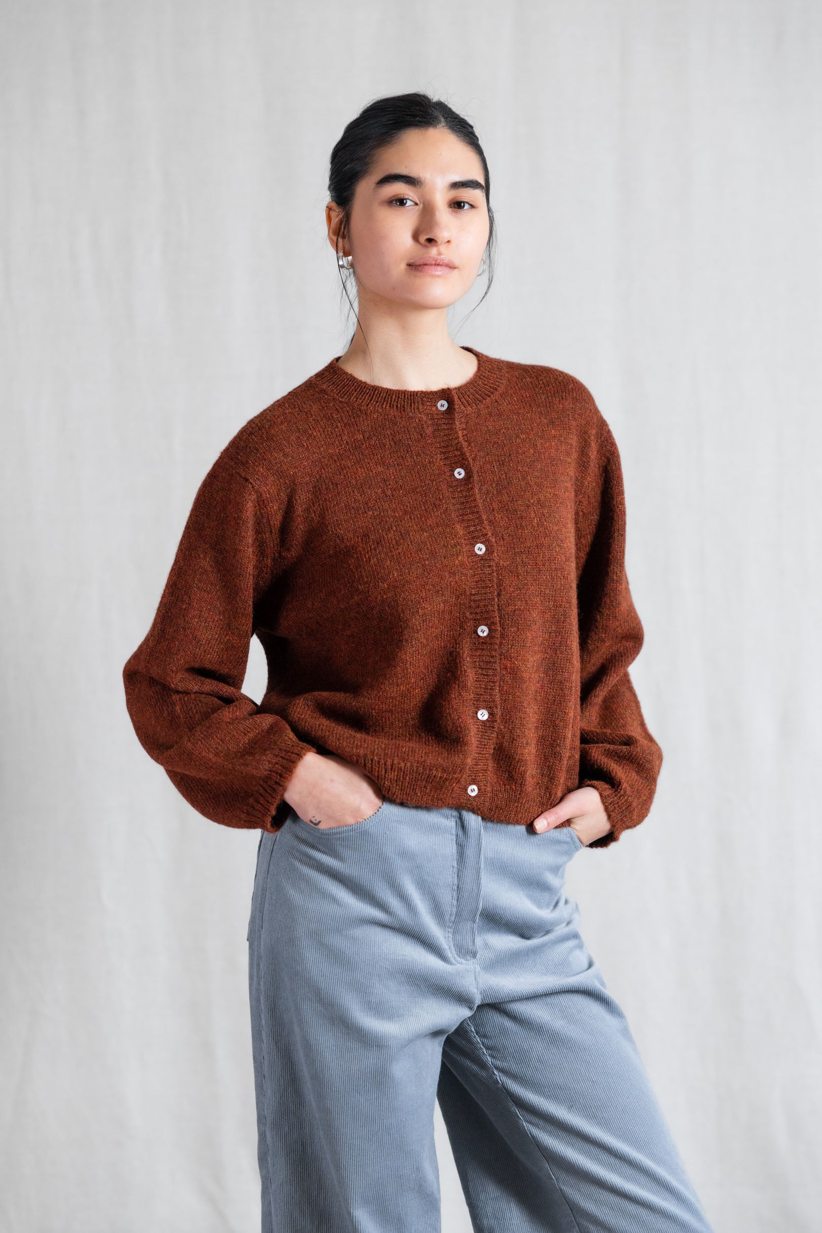 Baby-Alpaka Strickcardigan Sullana Kastanie