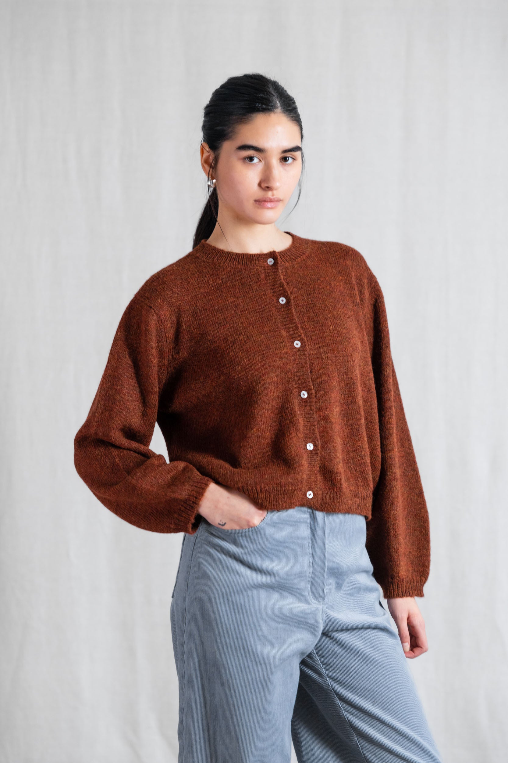 Baby-Alpaka Strickcardigan Sullana Kastanie