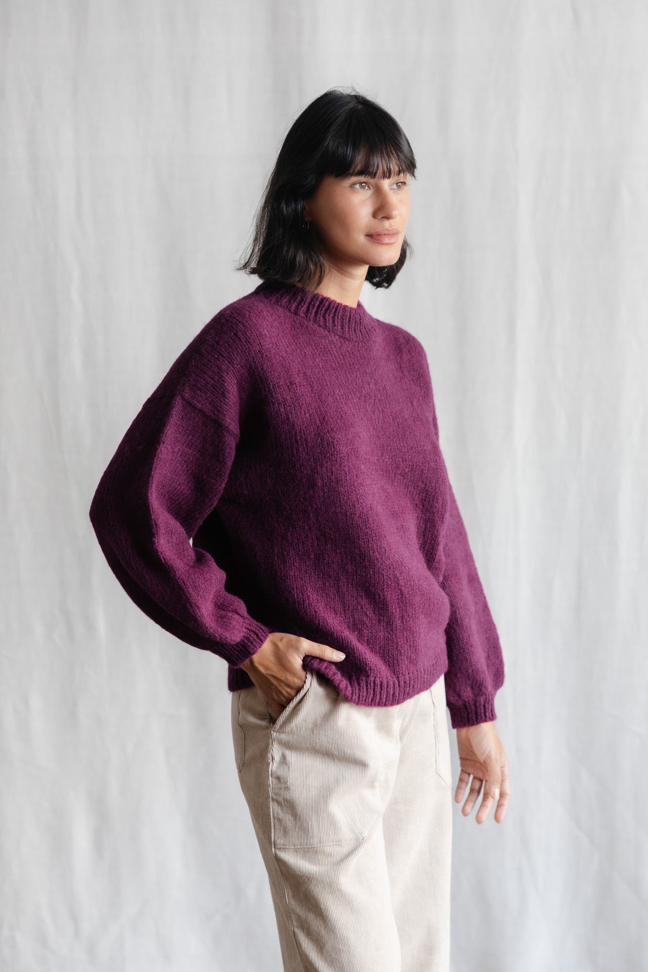 Baby Alpaca Knitted Sweater Lima Berry