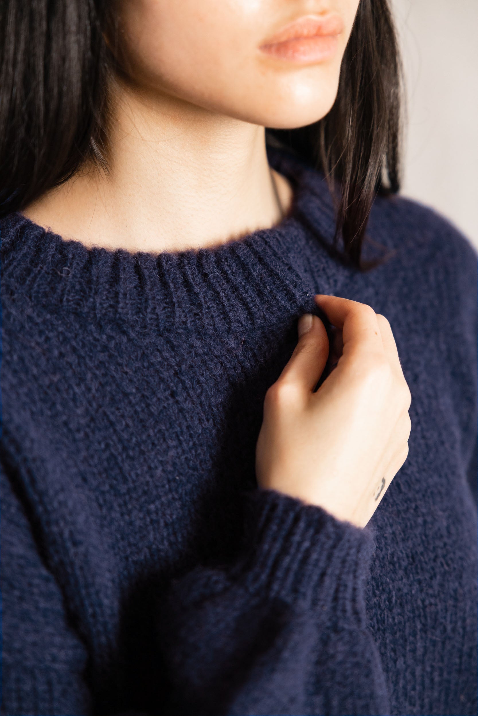 Baby Alpaca Knit Sweater Lupuna Navy