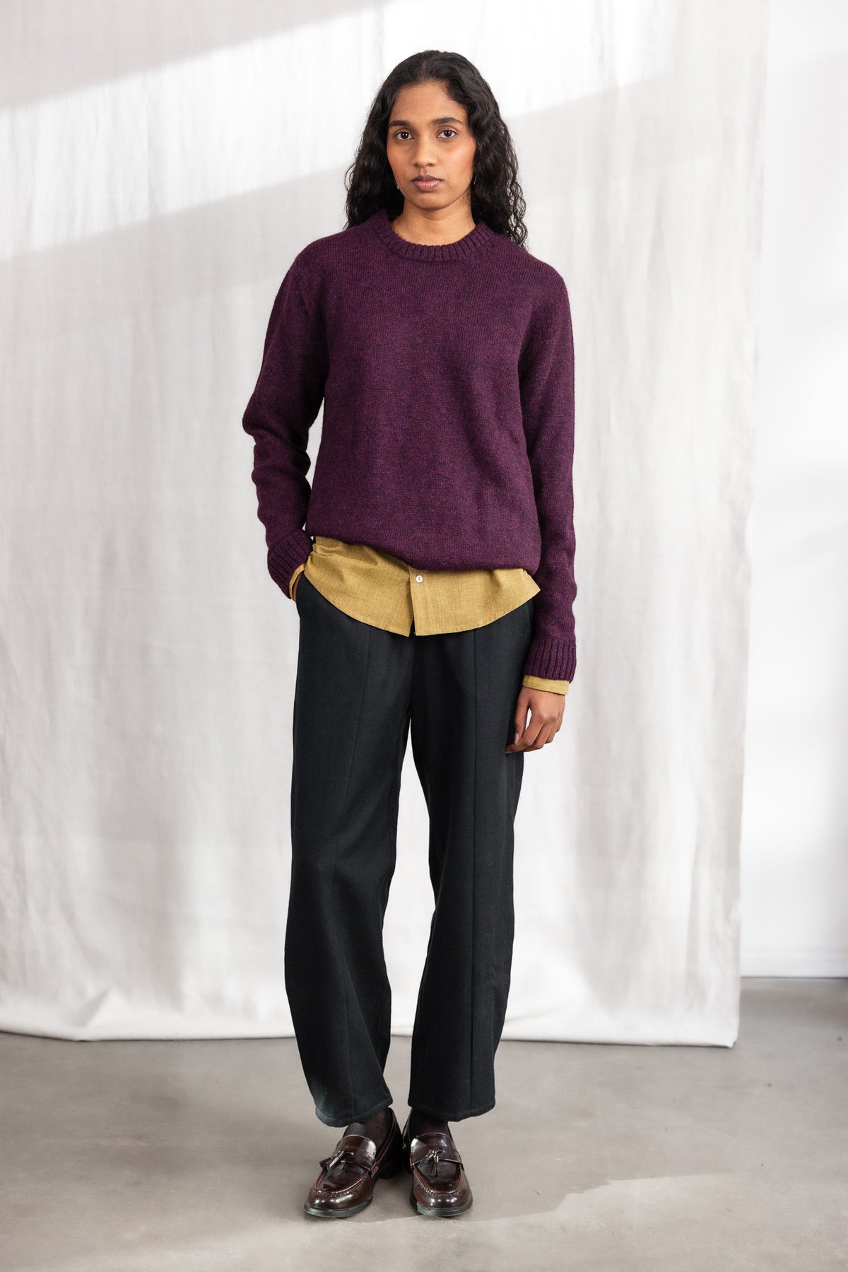 Baby-Alpaka Strickpullover Saposoa Brombeer