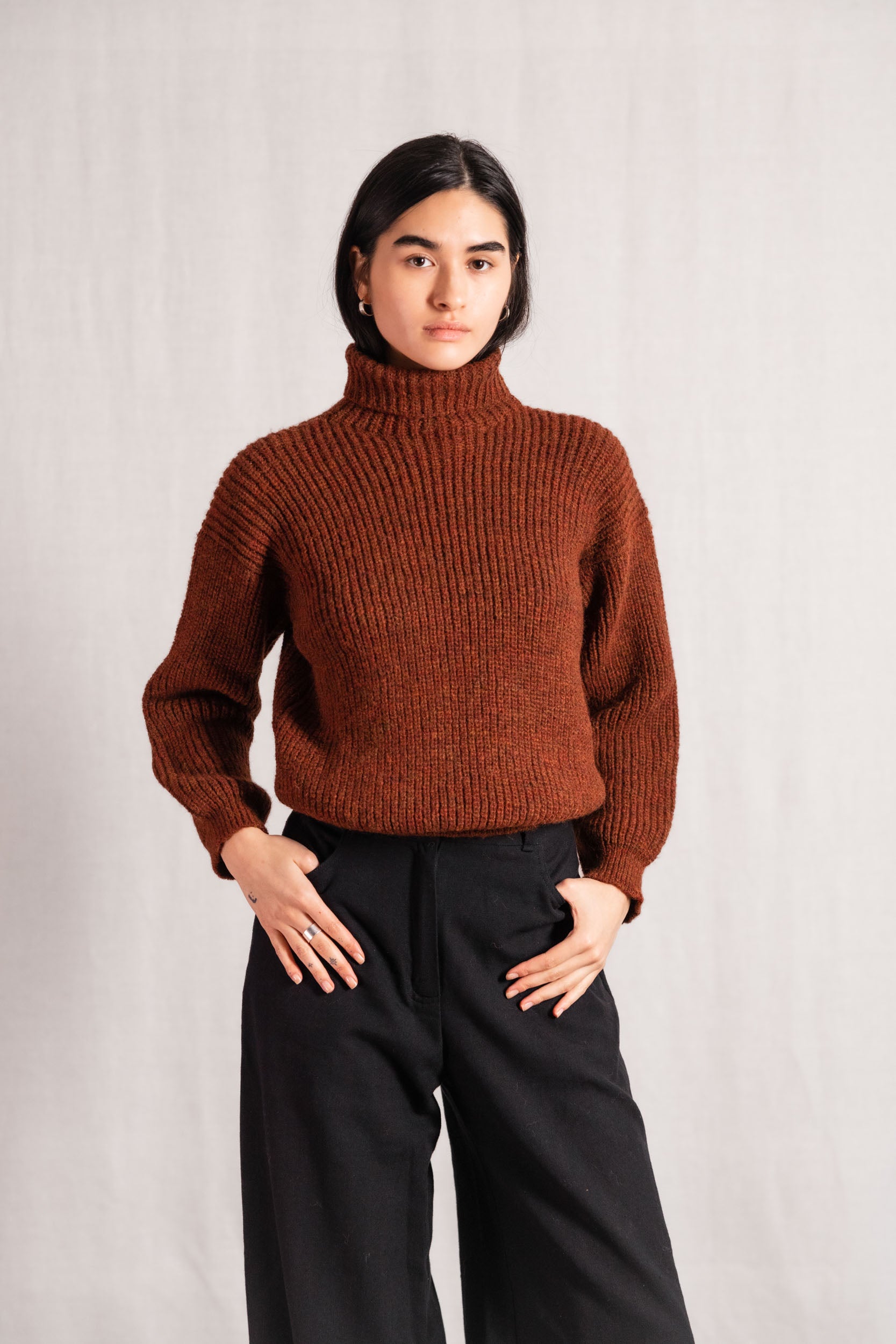 Baby-Alpaka Turtleneck Strickpullover Sabeti Kastanie