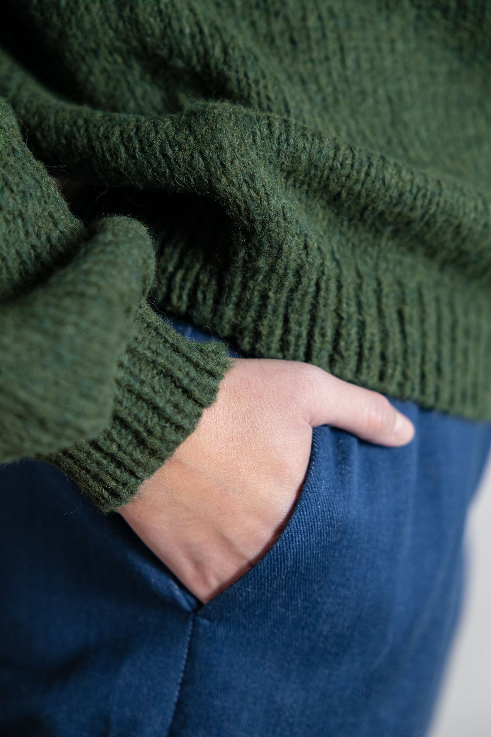 Baby Alpaca Knit Sweater Lupuna Olive