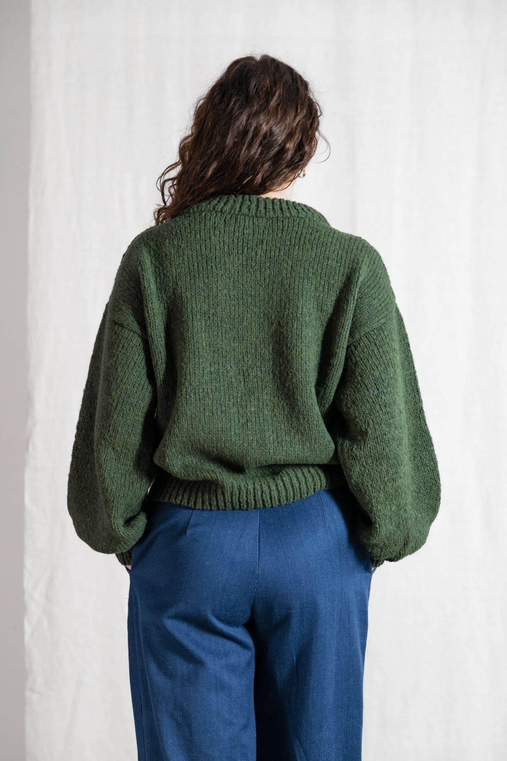Baby Alpaca Knit Sweater Lupuna Olive