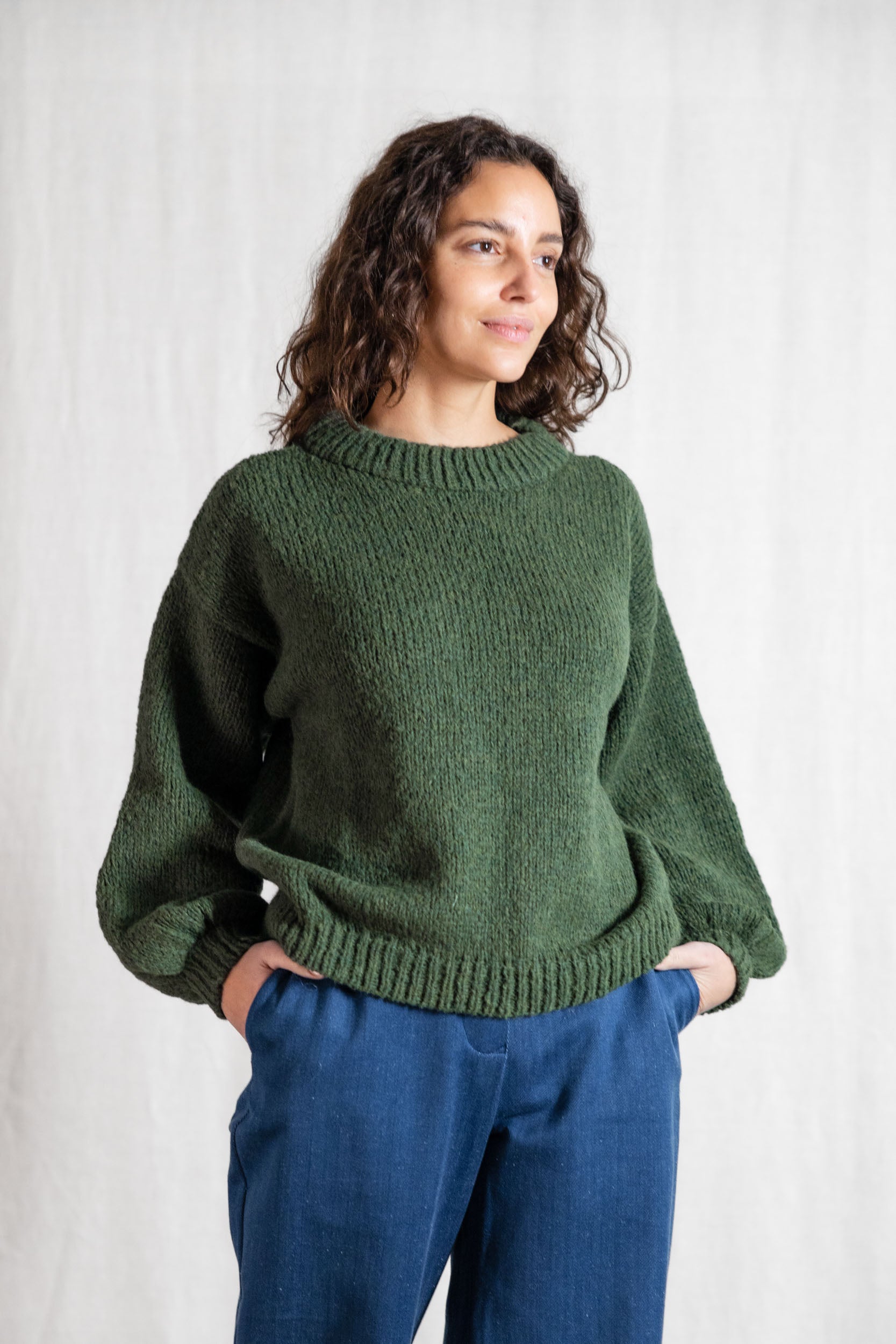 Baby-Alpaka Strickpullover Lupuna Olive