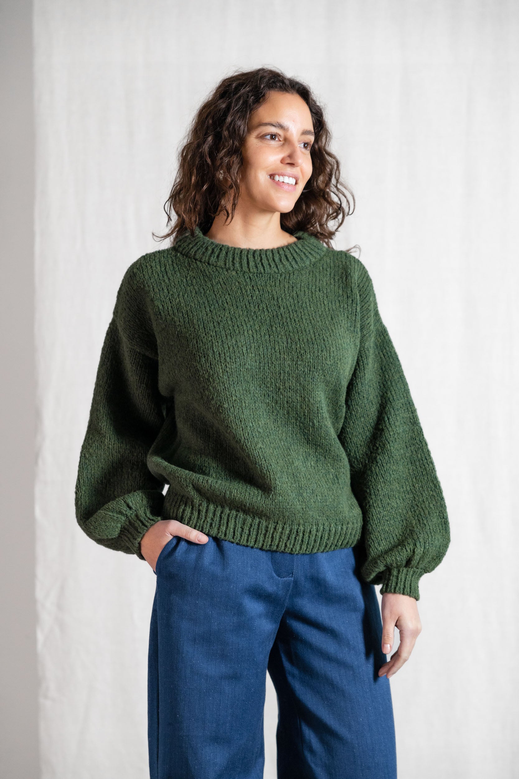 Baby-Alpaka Strickpullover Lupuna Olive