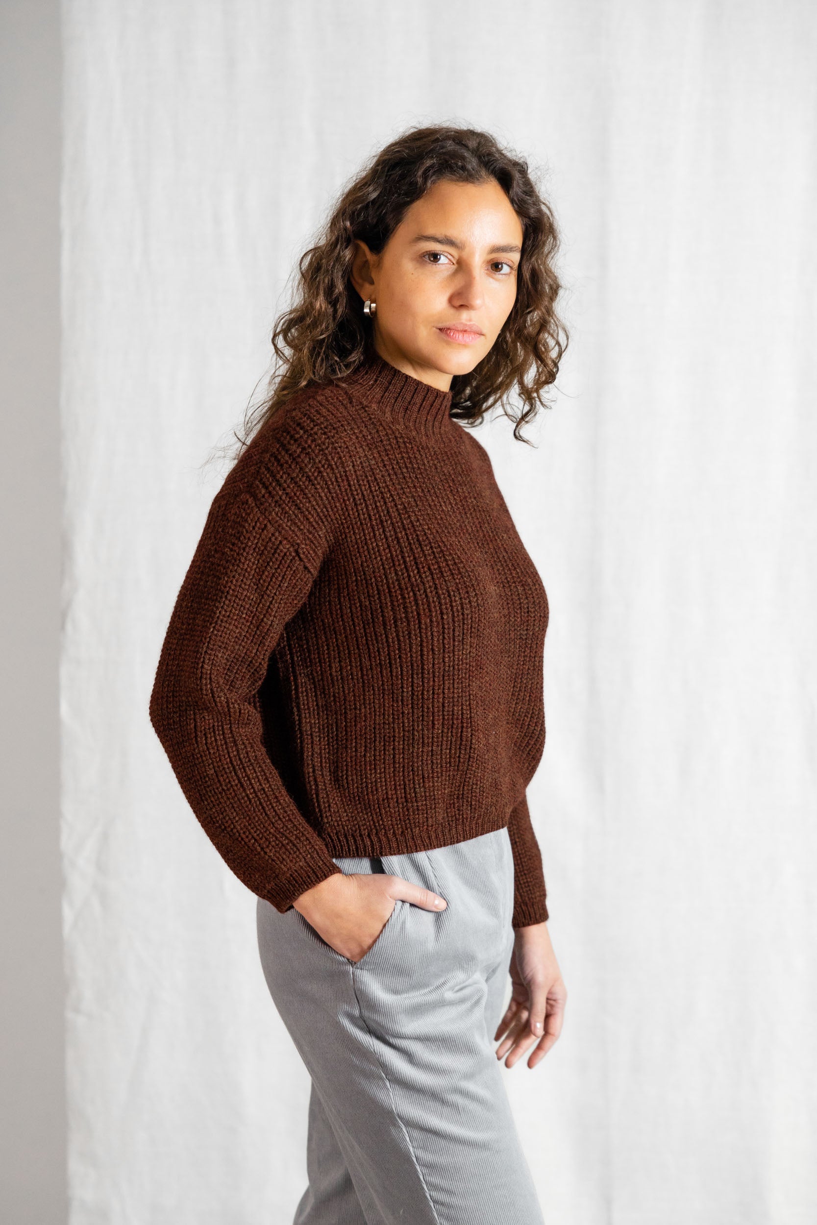 Baby-Alpaka Turtleneck Strickpullover Tacna Schokolade