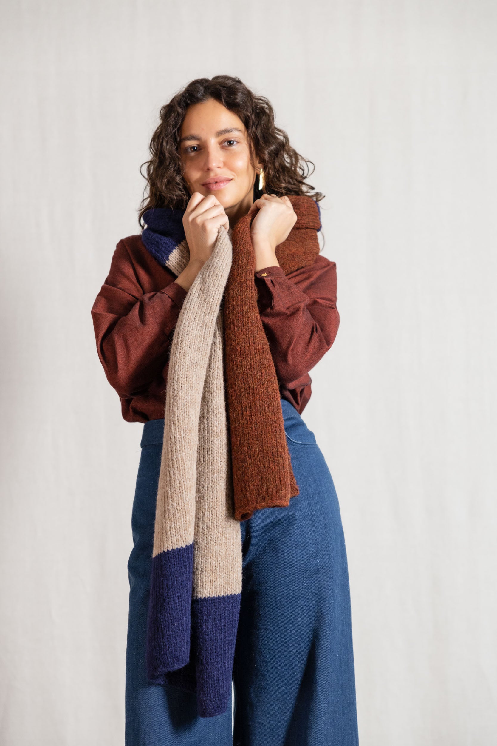 Baby-Alpaka Schal Tapabocas Colorblock