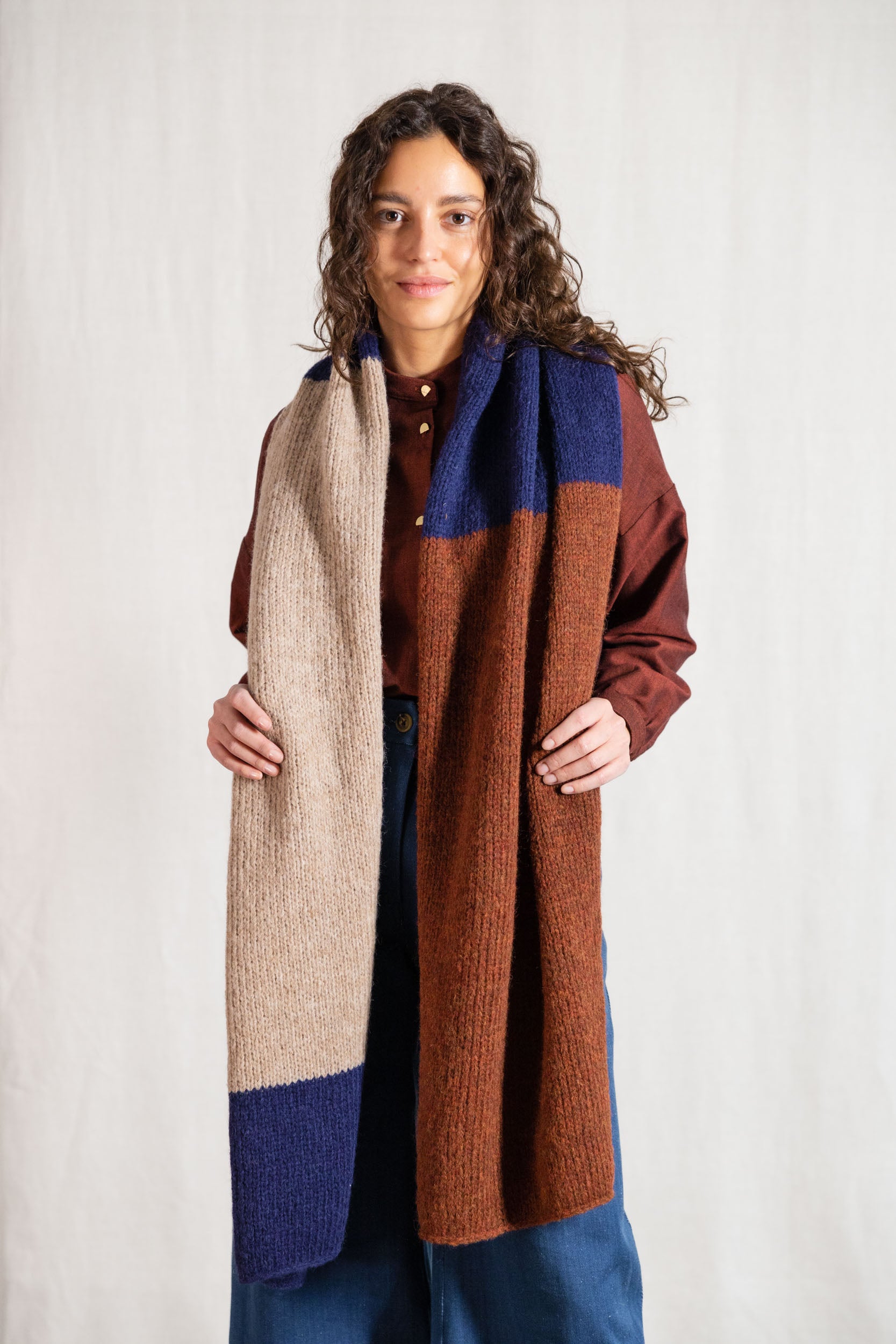 Baby-Alpaka Schal Tapabocas Colorblock