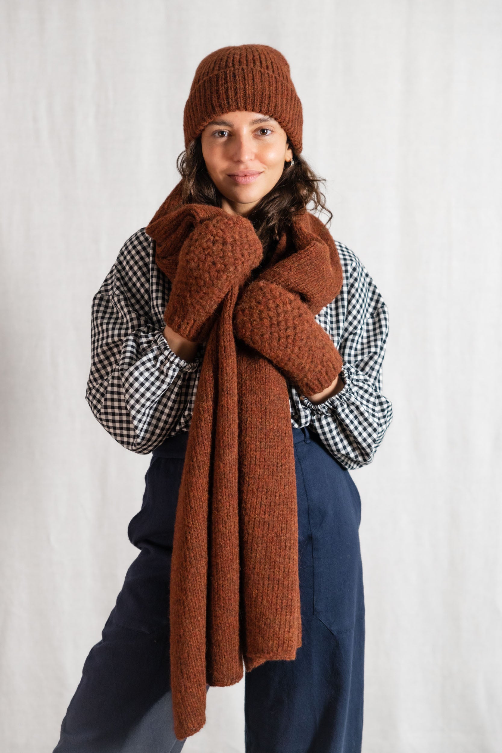 Baby-Alpaka Schal Tapabocas Kastanie