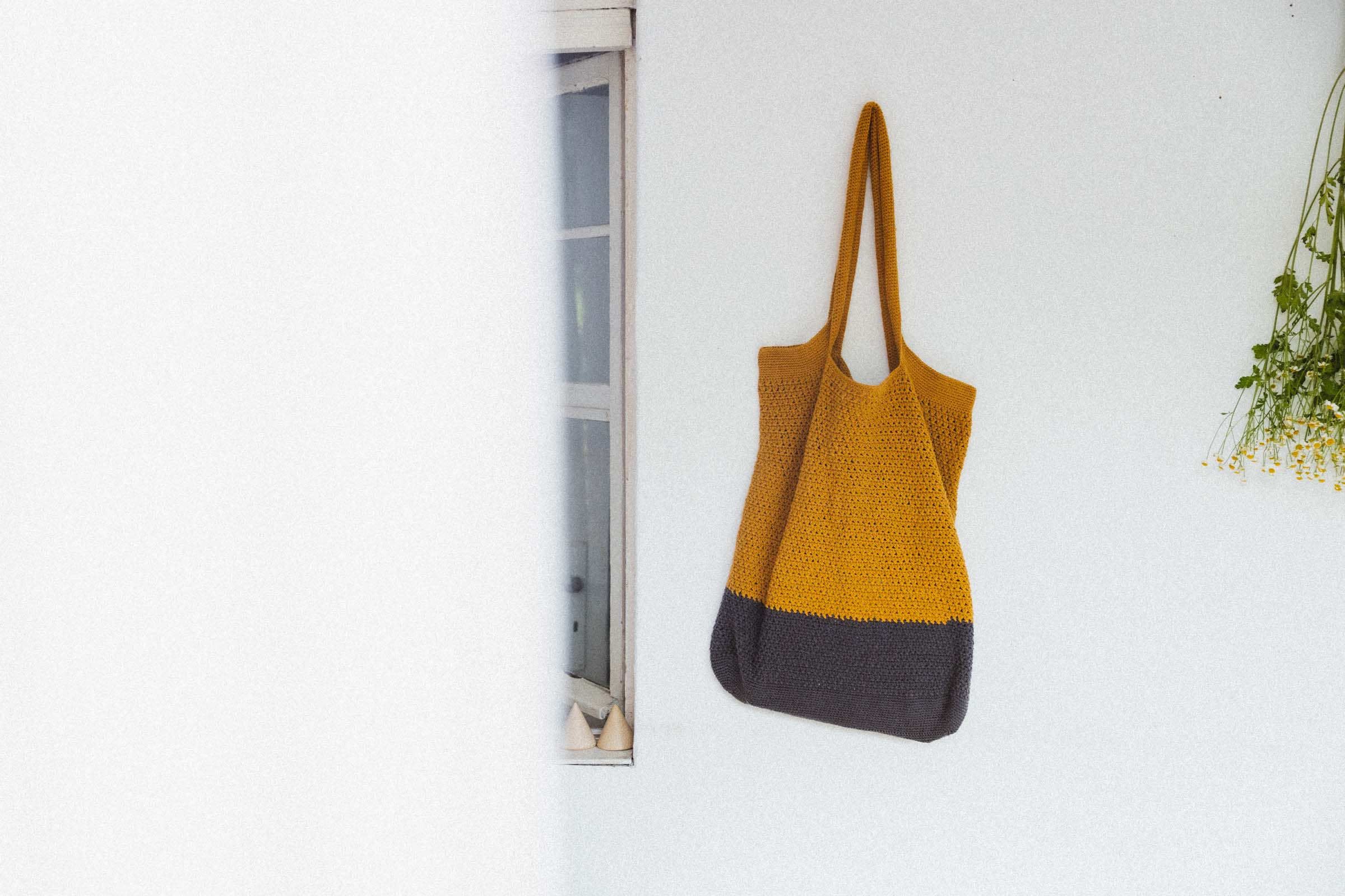 Organic cotton shopper Meesu curry/grey