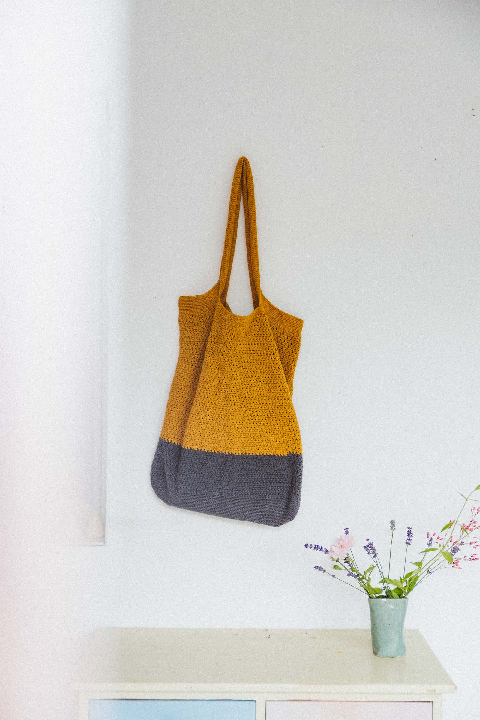 Organic cotton shopper Meesu curry/grey