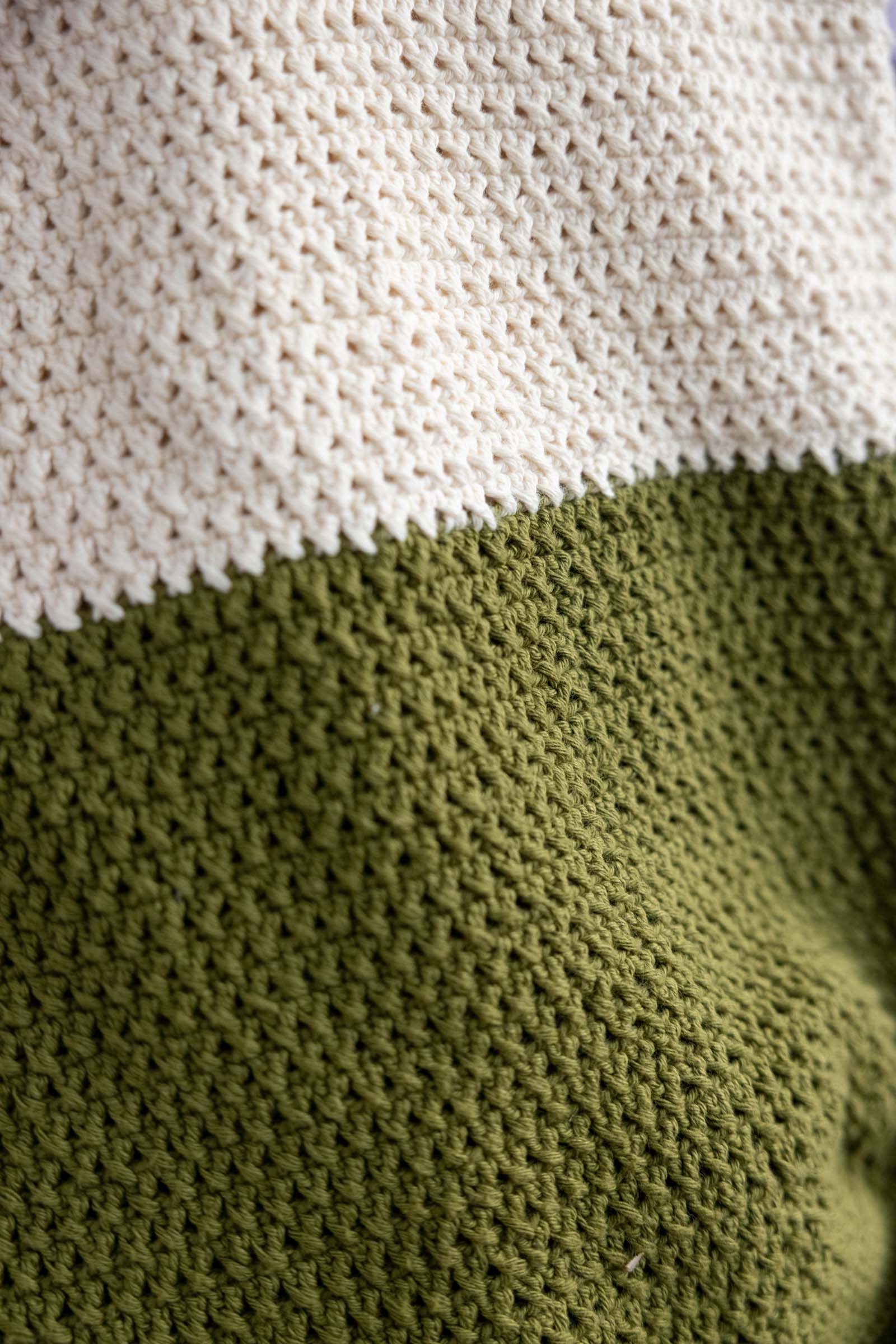 Organic Cotton Shopper Meesu Cream/Green