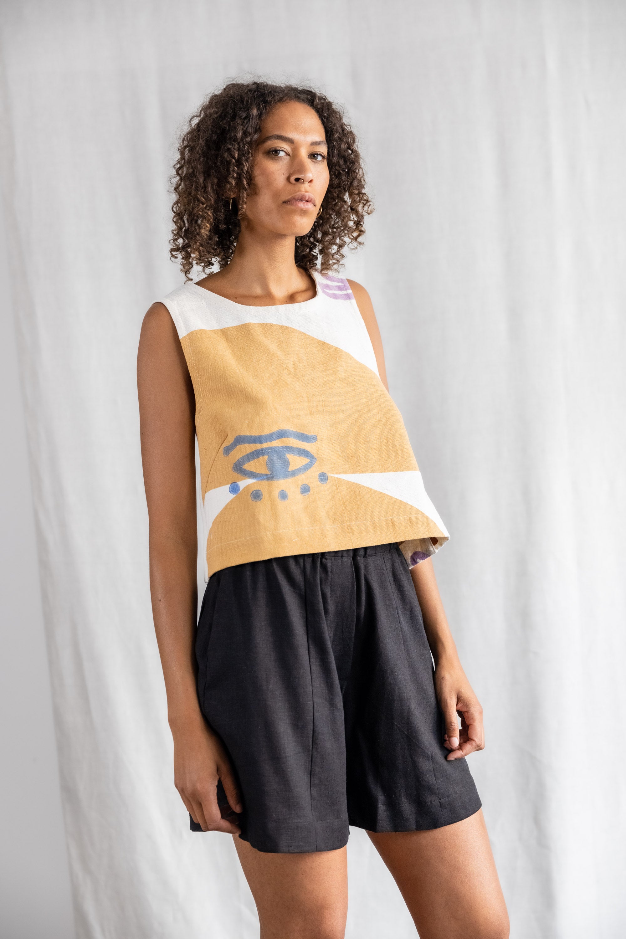 Organic Cotton Top Pallavi Block Print Savanna