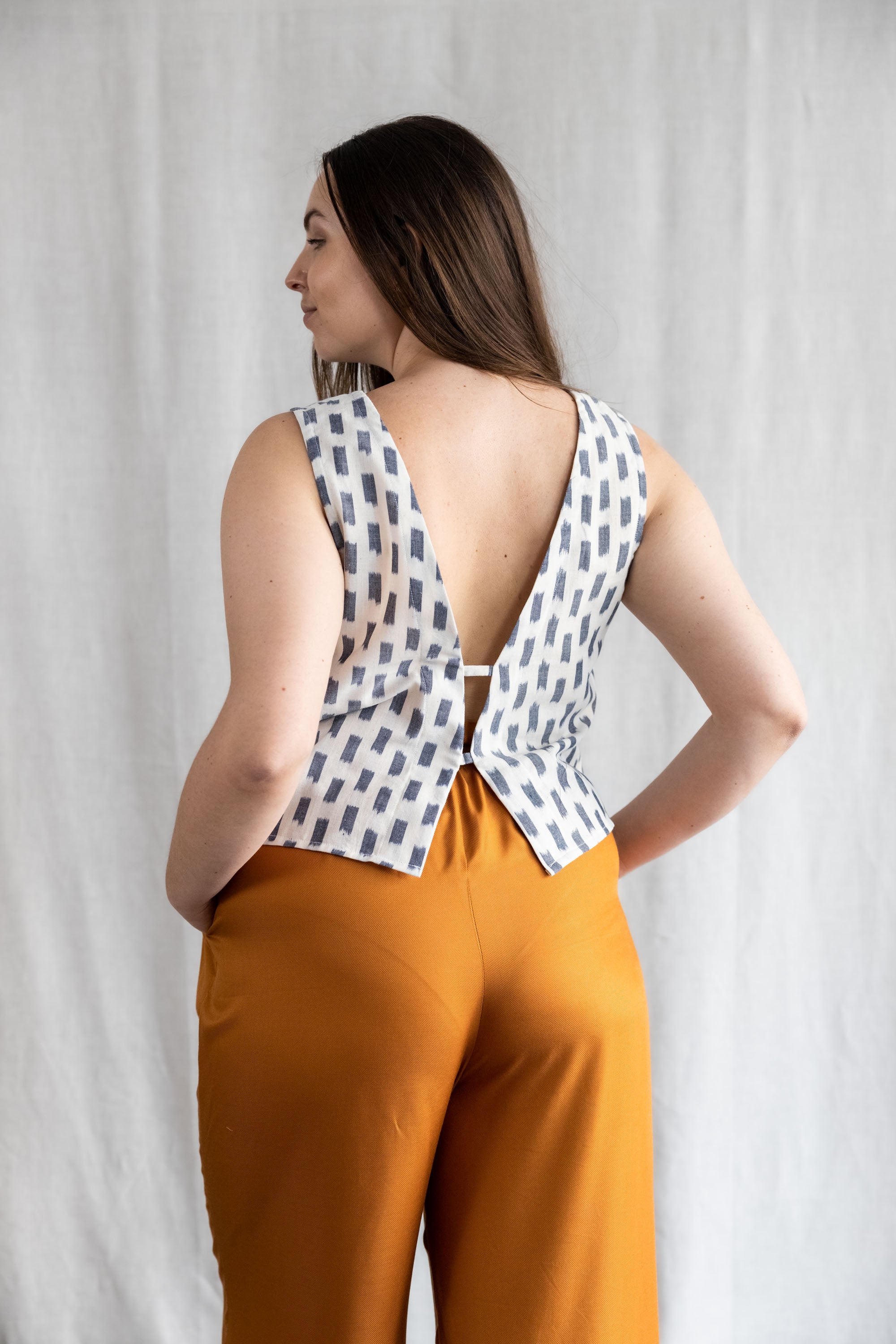 Organic Cotton Top Kiran Ikat White