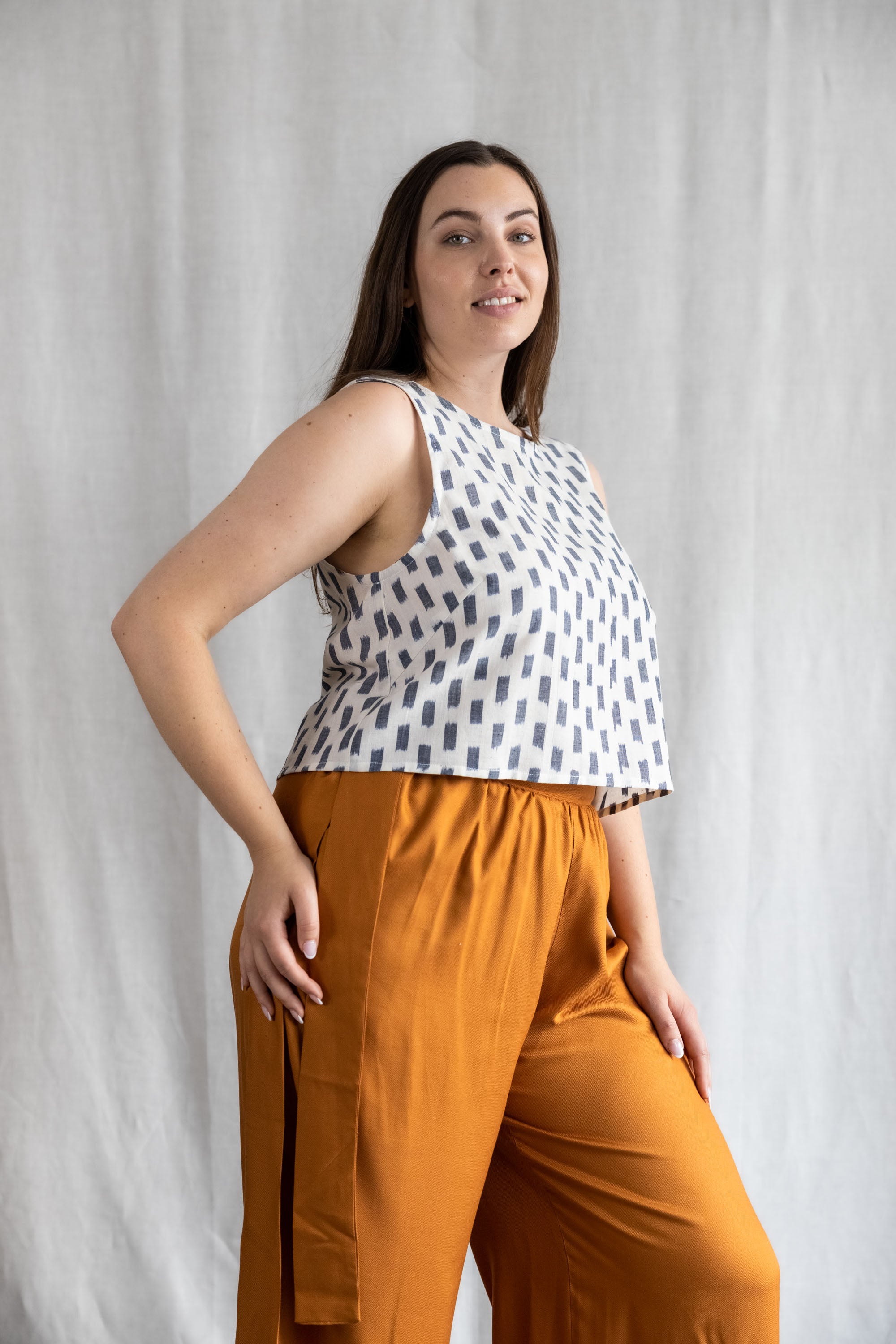 Organic Cotton Top Kiran Ikat White
