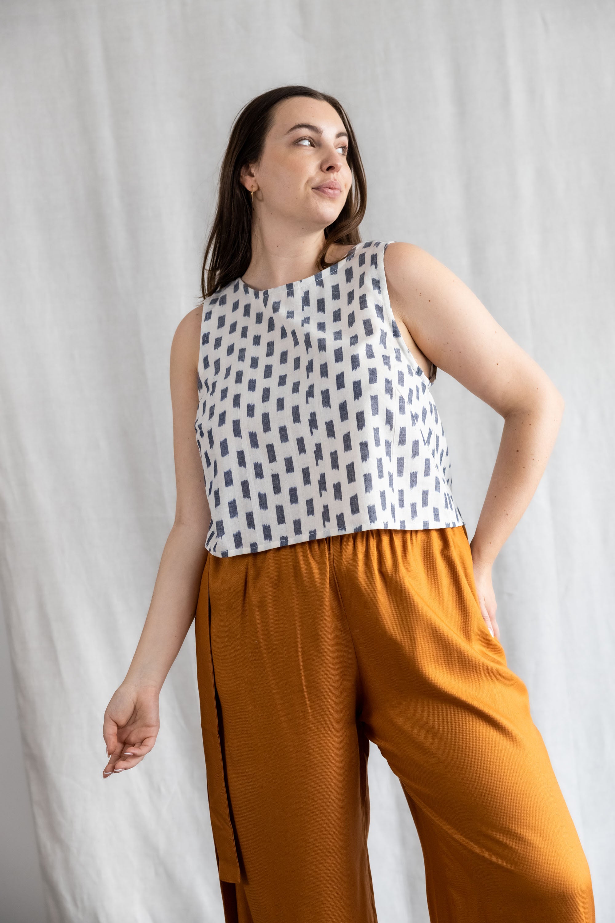 Organic Cotton Top Kiran Ikat White