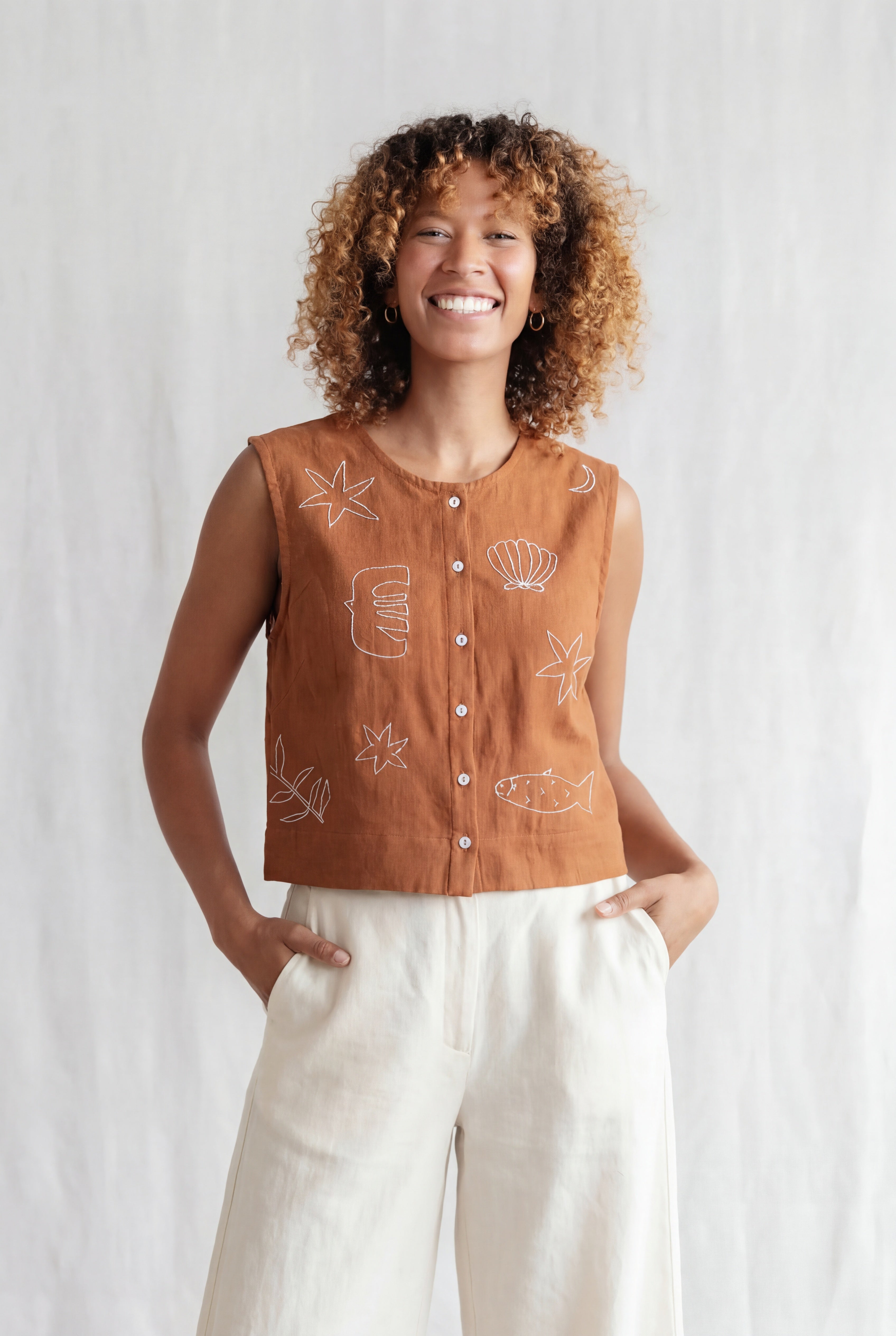 Baumwoll Top Diyan Haselnuss