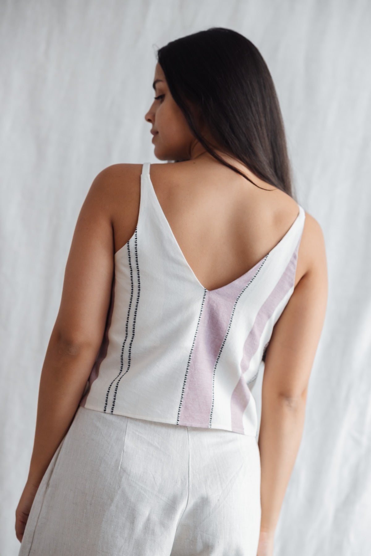Baumwoll Croptop Iyani Webmuster Altrosa