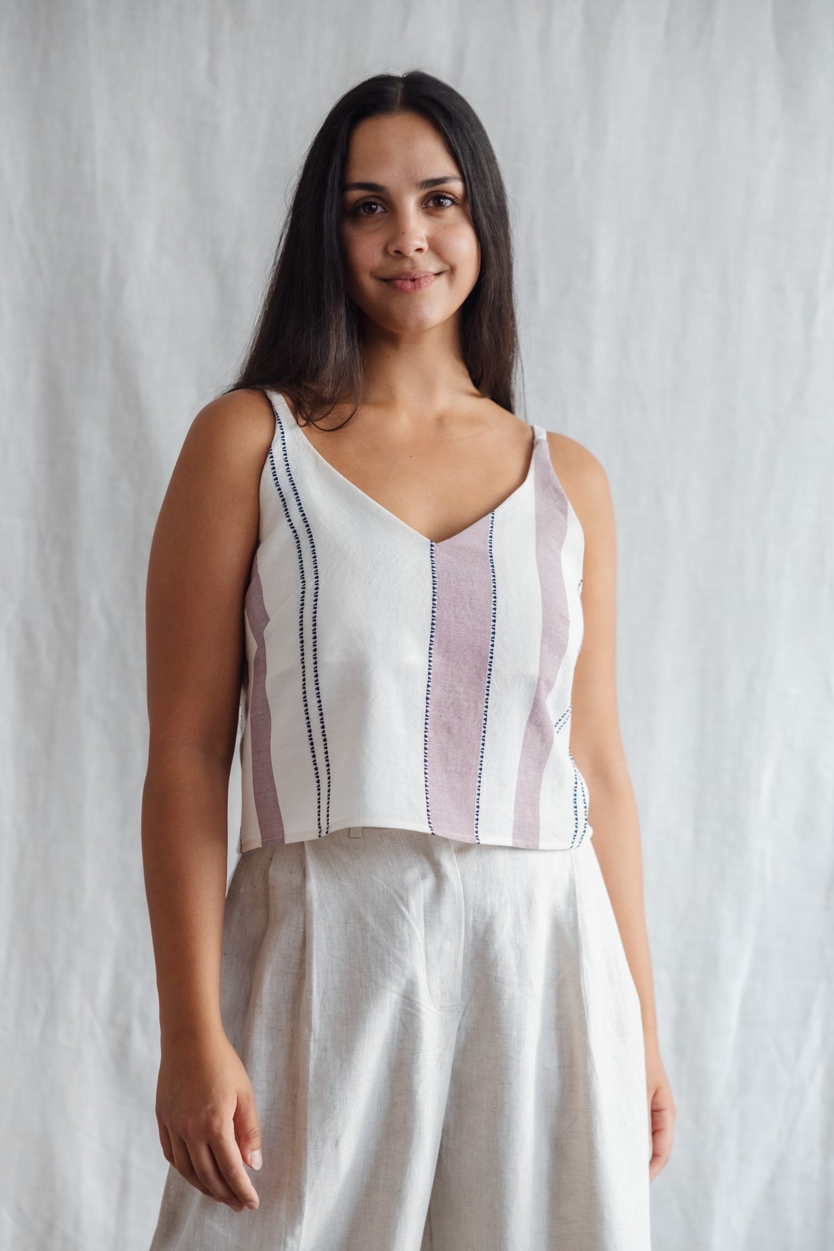 Baumwoll Croptop Iyani Webmuster Altrosa