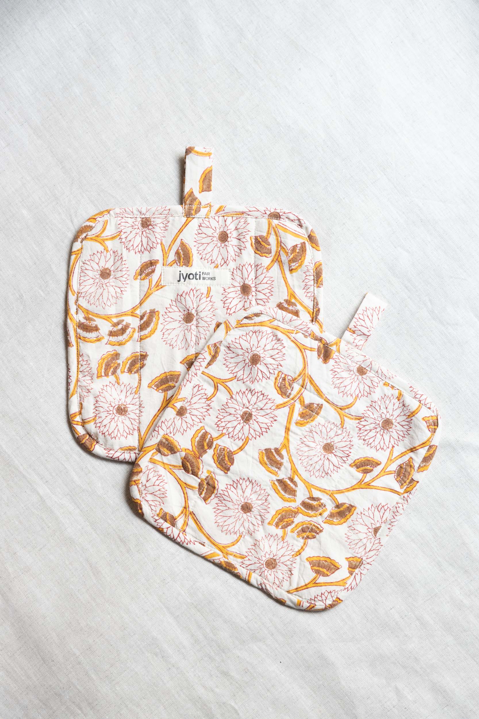 Cotton Potholder Ovan Blockprint Flowers
