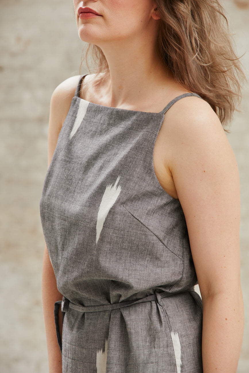 Organic Cotton Dress Renu Ikat Grey