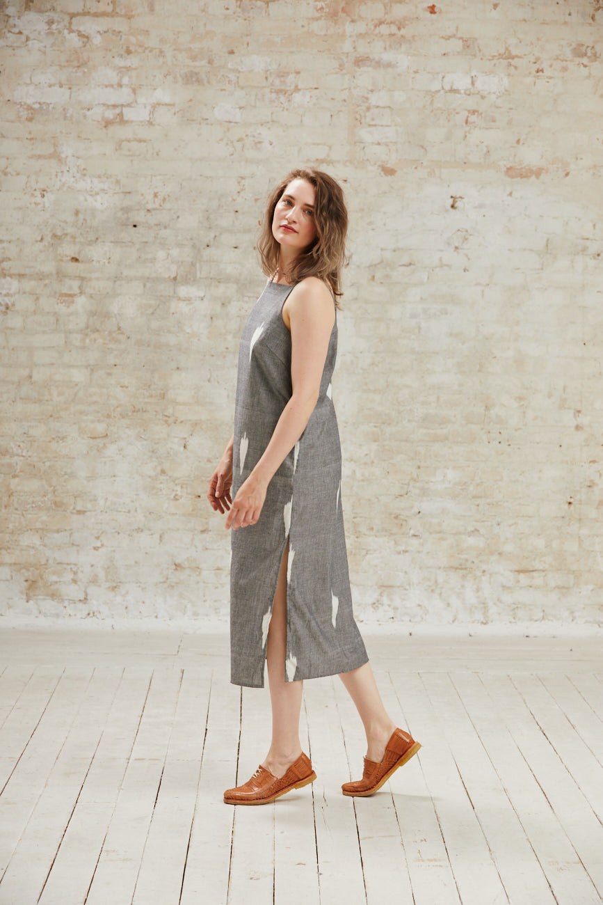 Organic Cotton Dress Renu Ikat Grey