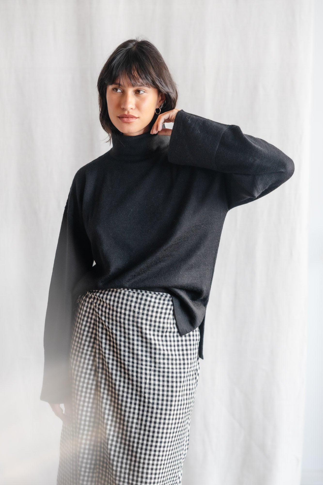 Baby Alpaca Turtleneck Knitted Sweater Atico Black