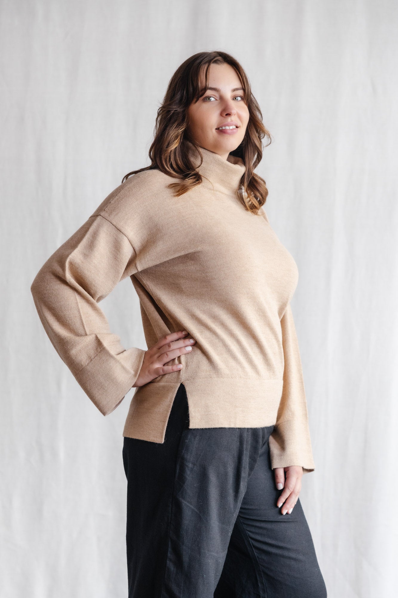 Baby Alpaca Turtleneck Knitted Sweater Atico Beige